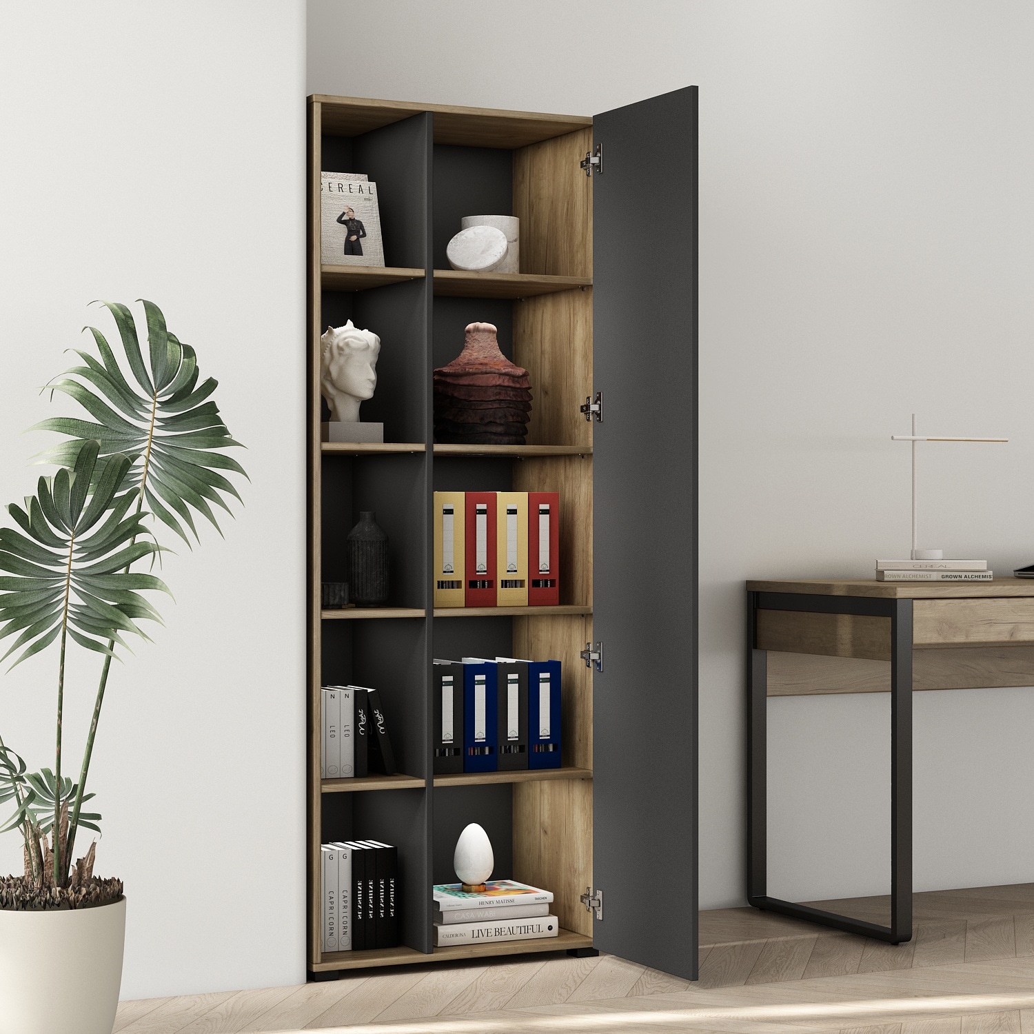 OTTO home Aktenschrank »Moid, moderner Mehrzweckschrank,« Maße: 64,5x41,5x175 cm, 5 Fächer mit viel Stauraum