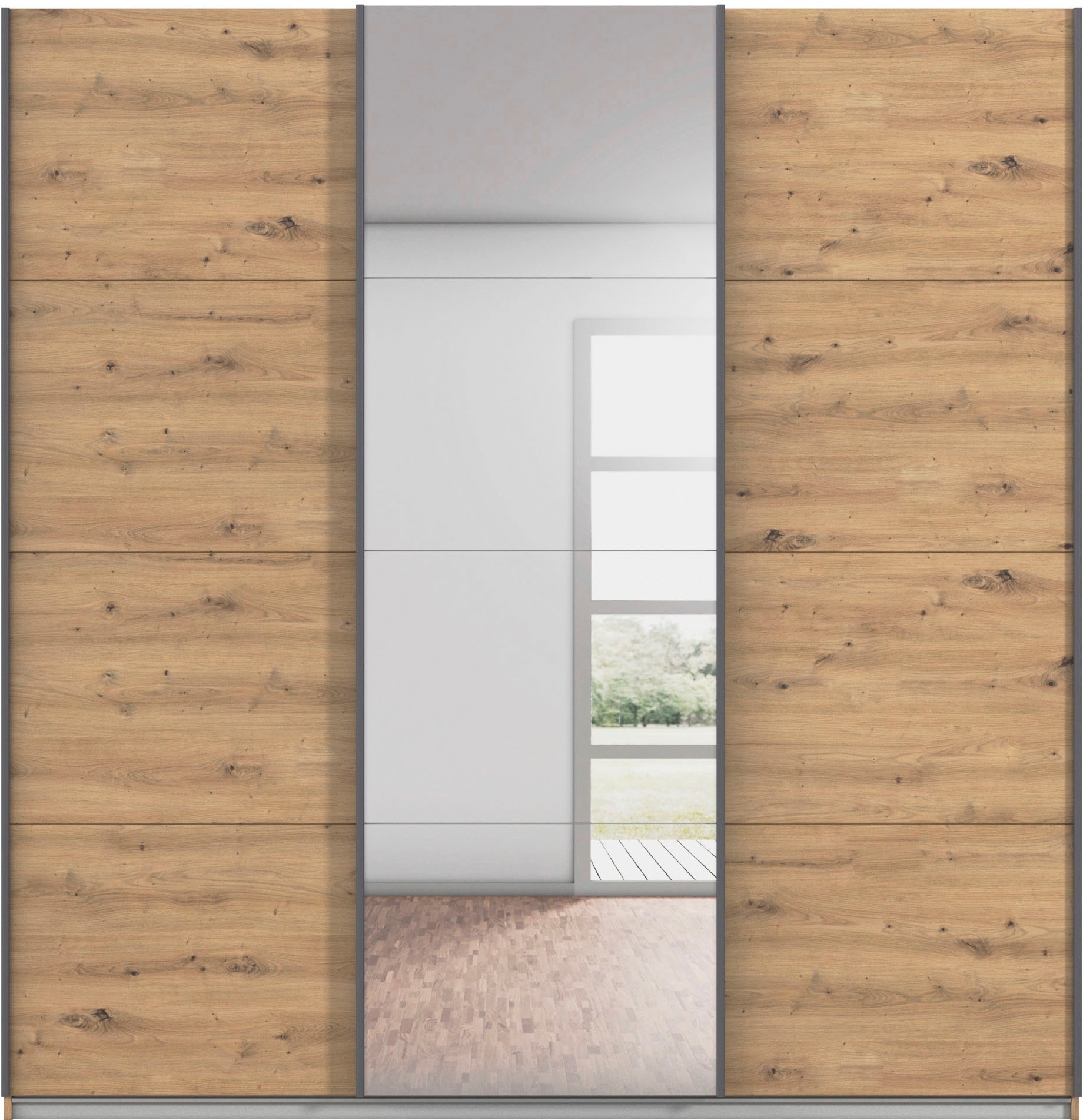 rauch Schwebetürenschrank »Kleiderschrank Schrank Garderobe AGORDO«, (in zwei Griff-Farben), Top Innenausstattung, in 4 Breiten und 2 Höhen MADE IN GERMANY