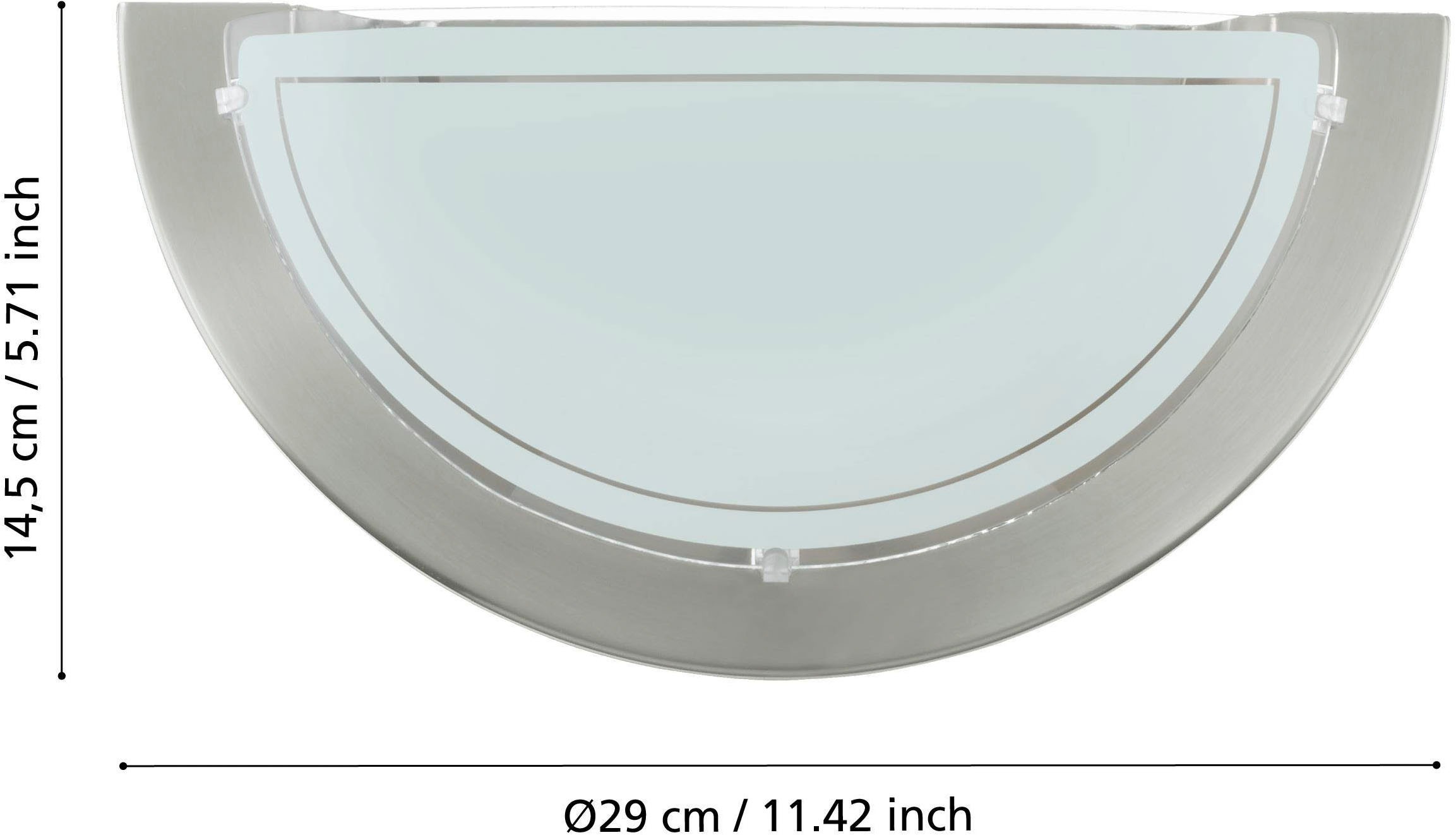 EGLO LED Wandleuchte »PLANET 1 Wandlampe, Flurlampe halbrund, Silber und Weiß« E27 1 Stk. Wandleuchte, Wohnzimmerlampe in Silber und Weiß, Lampe mit E27 Fassung