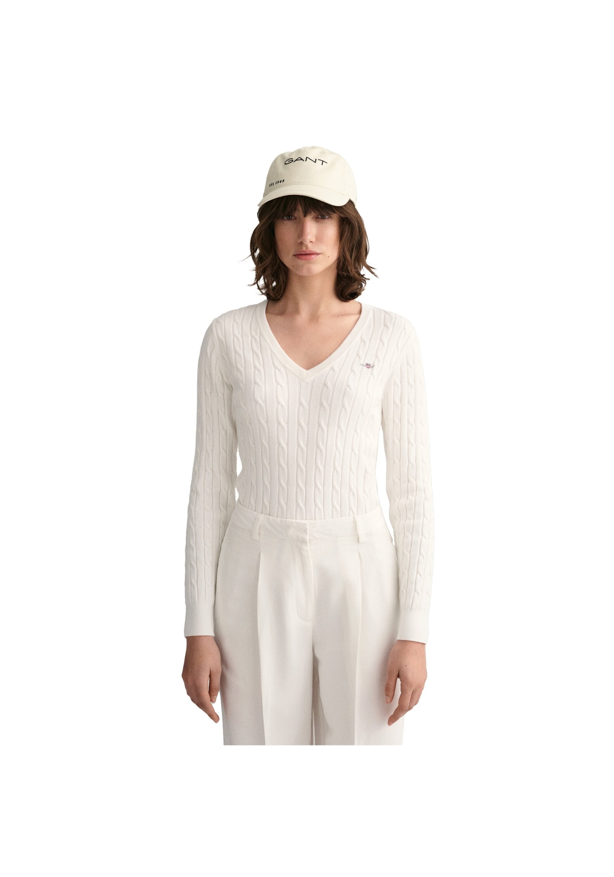 Gant Sweater »Strickpullover STRETCH COTTON CABLE V-NECK«