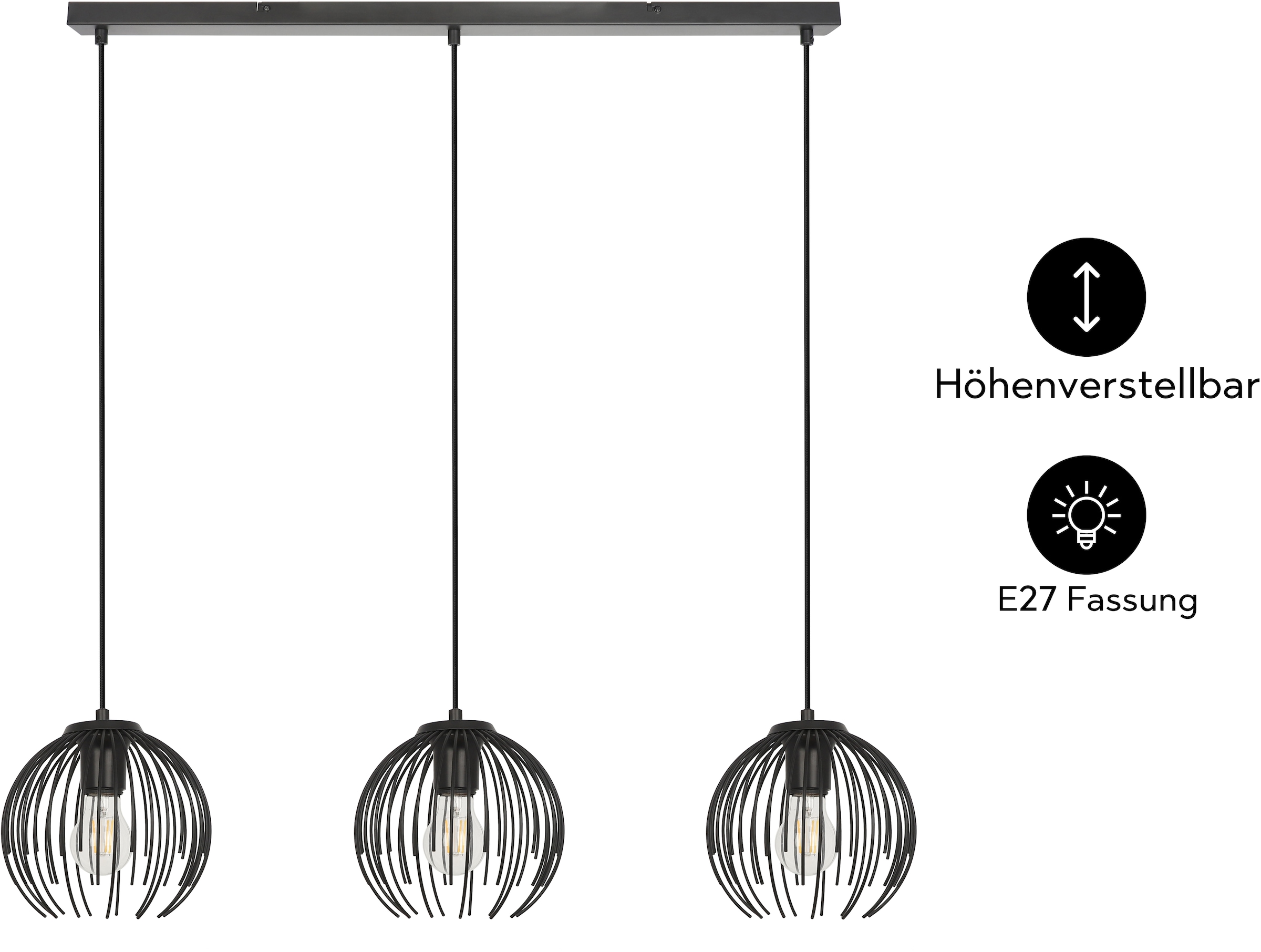 OTTO home Pendelleuchte »Tonnia - Hängelampe, höhenverstellbar, Pendellampe, Metall« E27 1 Stk. Lichteffekt durch Gitter-Optik, liefert eingeschaltet Schattenoptiken