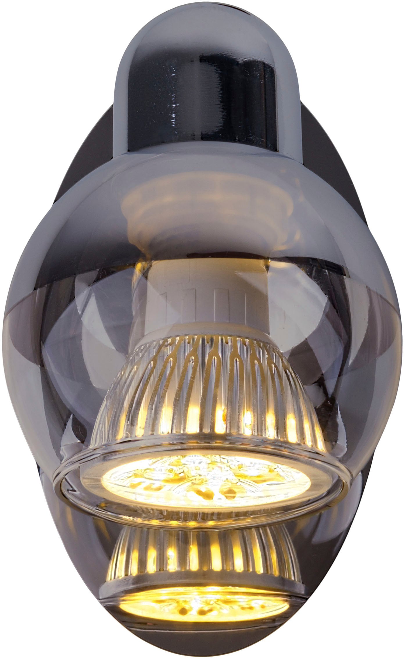 näve Wandstrahler »Boccia« GU10 1 Stk. Warmweiß 1flg. incl. LED GU10 6W, chrom, Glasschirm, verstellbarer Spot, D:14cm