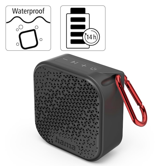 Hama Bluetooth-Lautsprecher »Mini-Bluetooth-Lautsprecher (wasserdicht IP67,  3,5W, mobil, Karabiner)« ➥ 3 Jahre XXL Garantie | UNIVERSAL | Lautsprecher