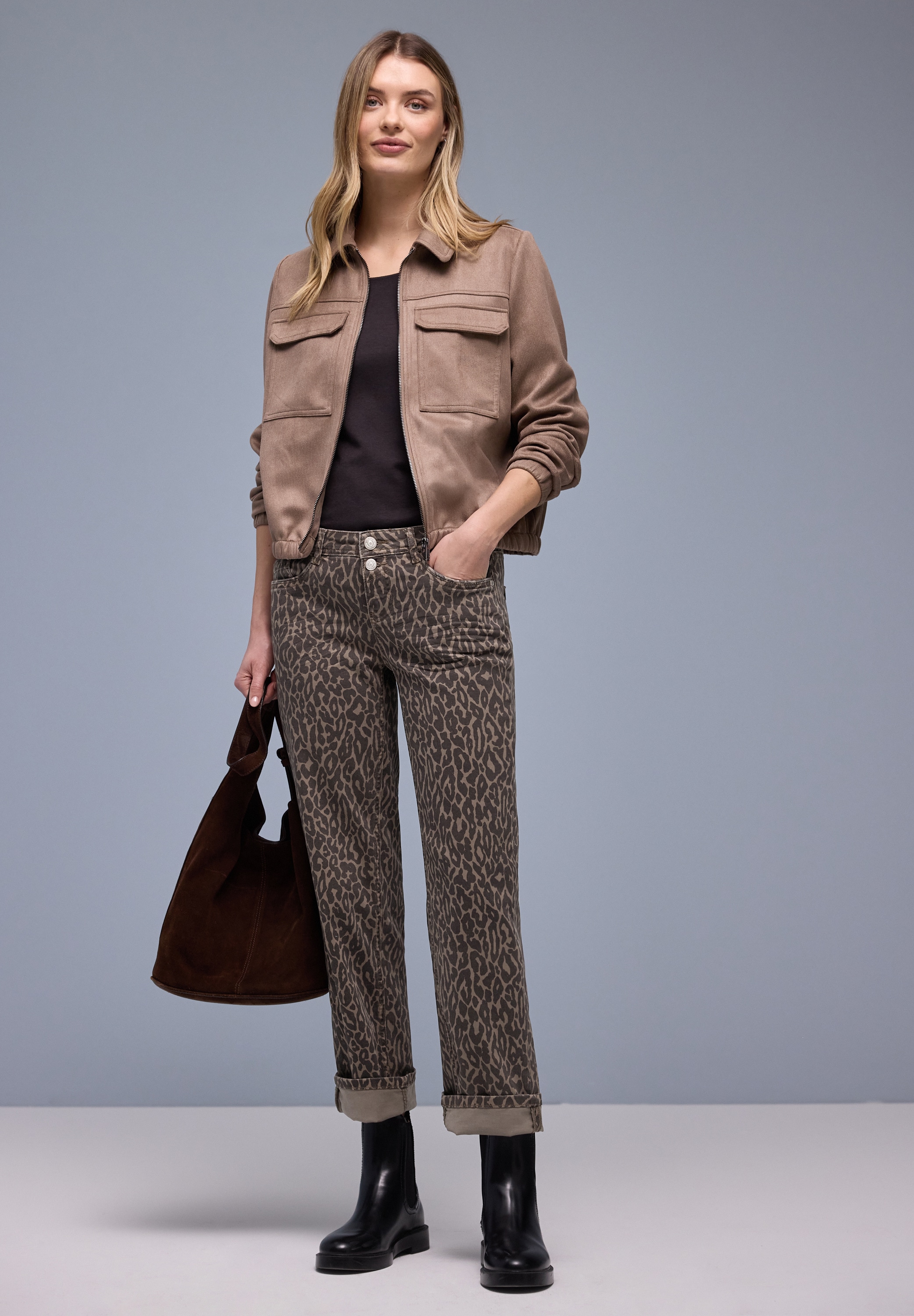 STREET ONE Straight-Jeans »Style Amalia« im Leo-Look