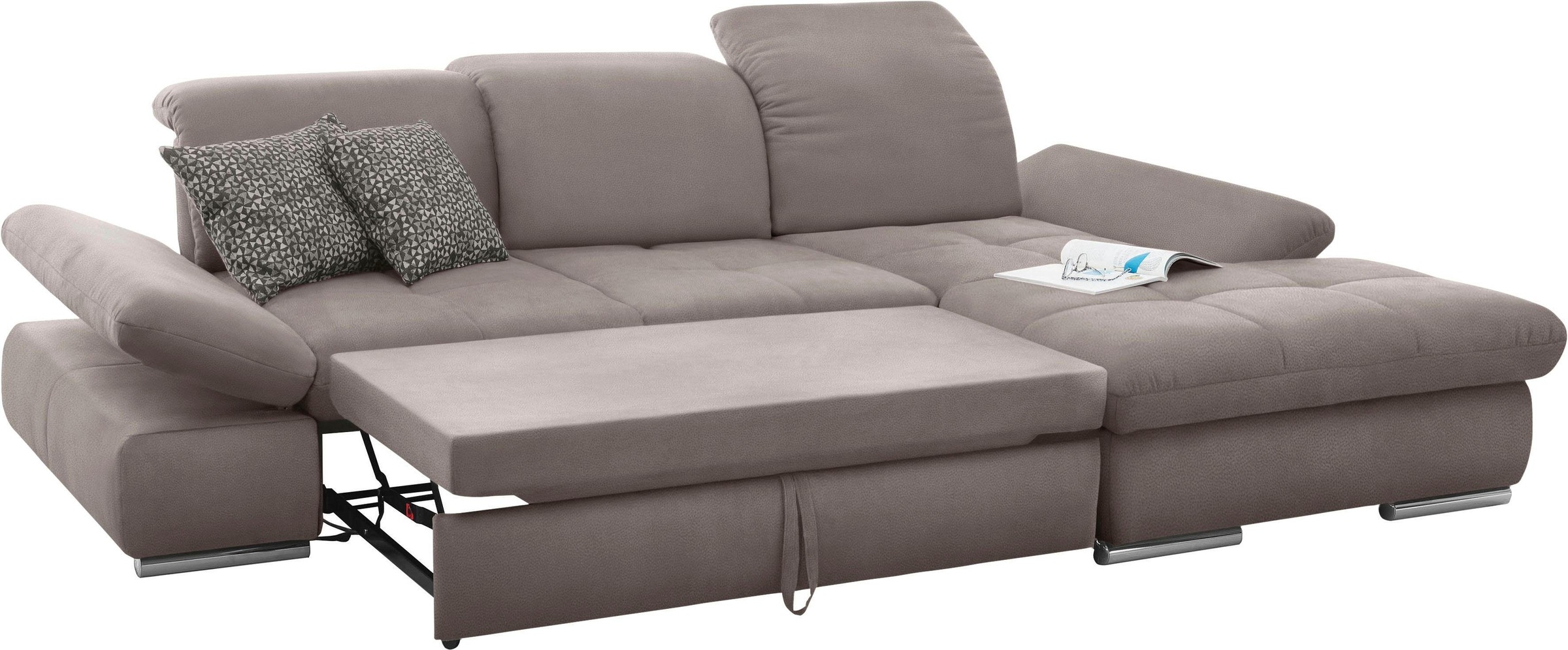 set one by Musterring Ecksofa »SO4100 V«, mit verstellbaren Kopfteilen, wahlweise mit Funktionen, Cord-Bezug
