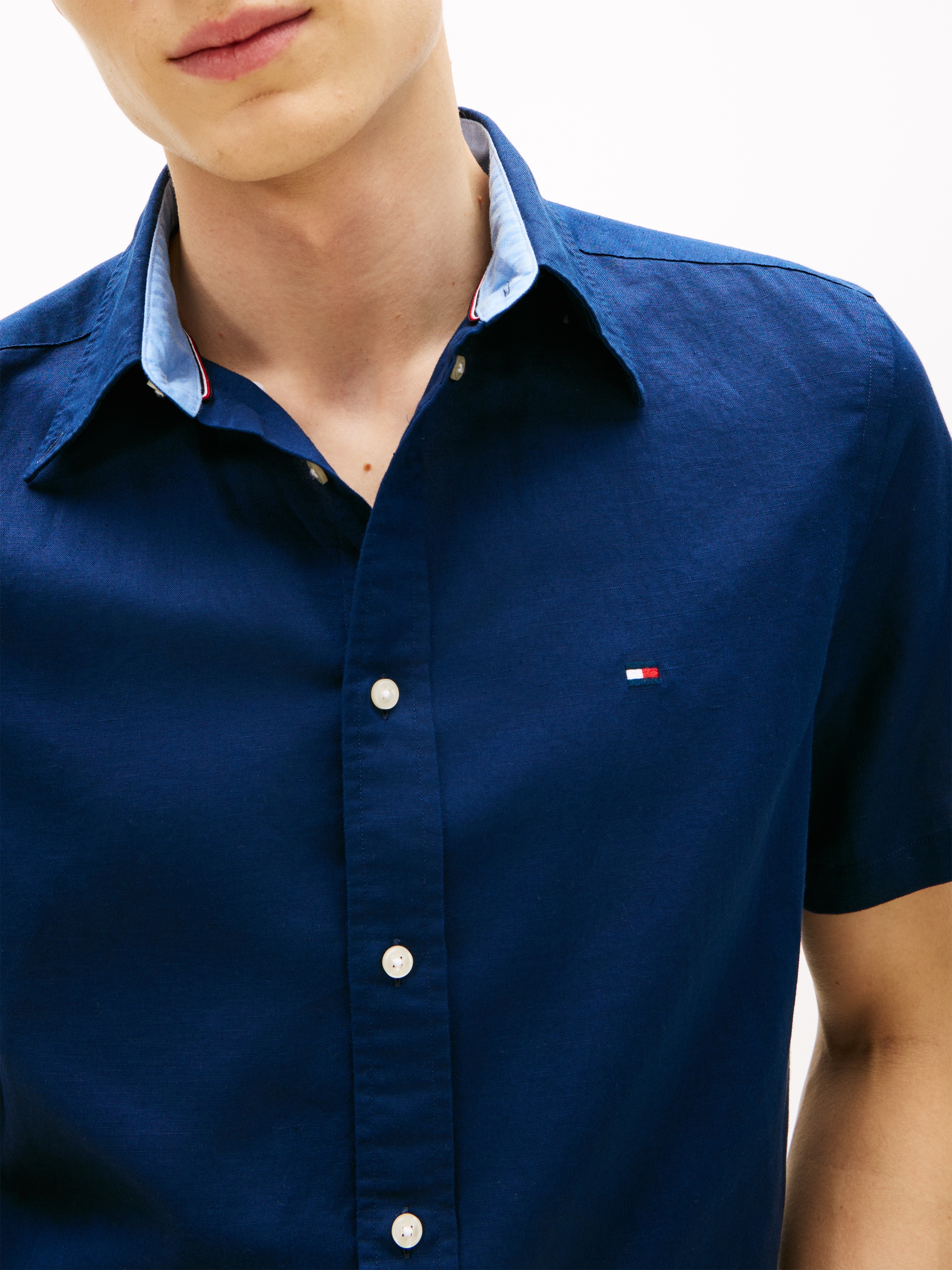 Tommy Hilfiger Kurzarmhemd »LINEN BLEND SOLID«