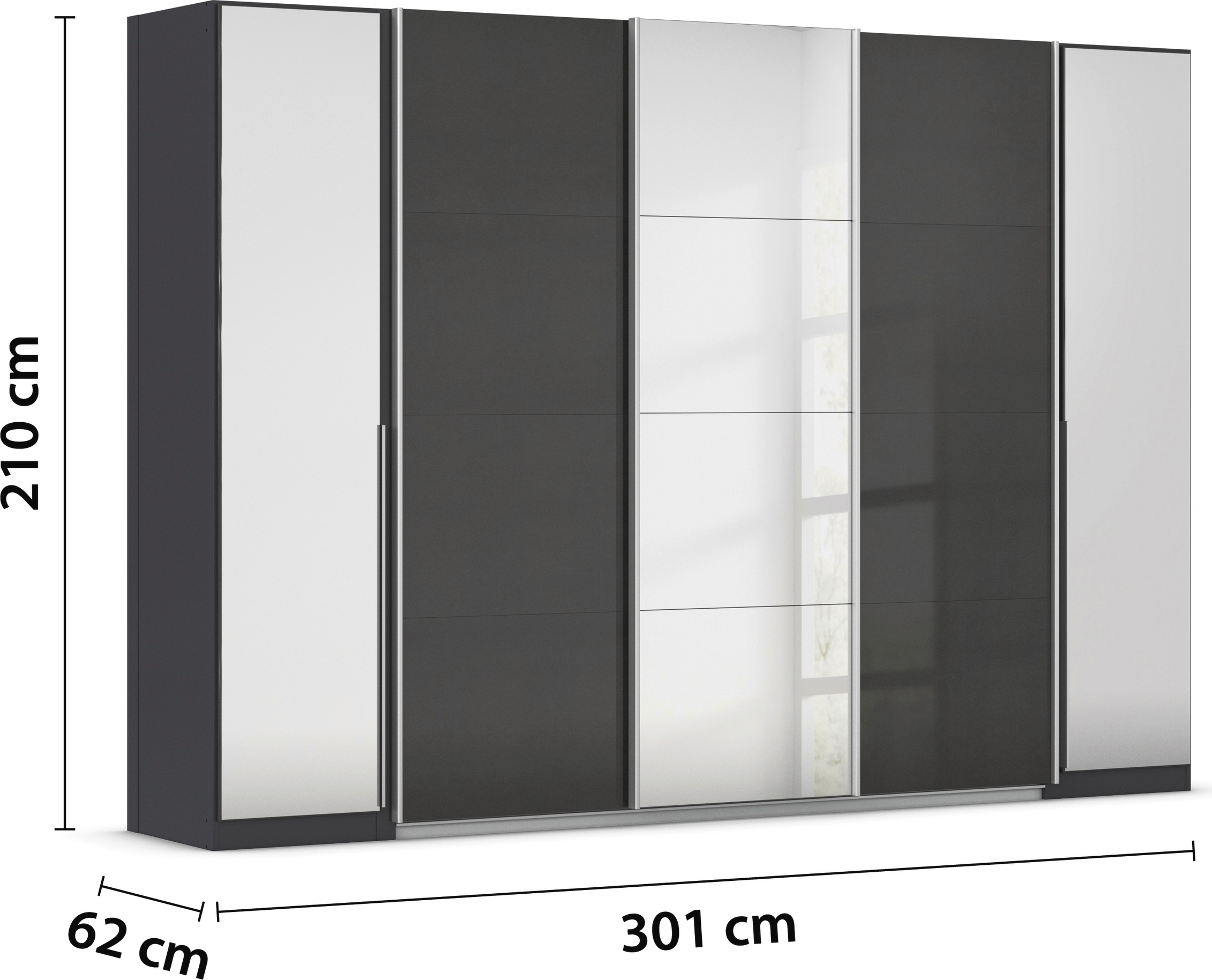 rauch Schwebetürenschrank »Agordo«, (im angesagten Mix aus Dreh- und Schwebetüren), optional mit Spiegel und zwei Griff-Farben MADE IN GERMANY