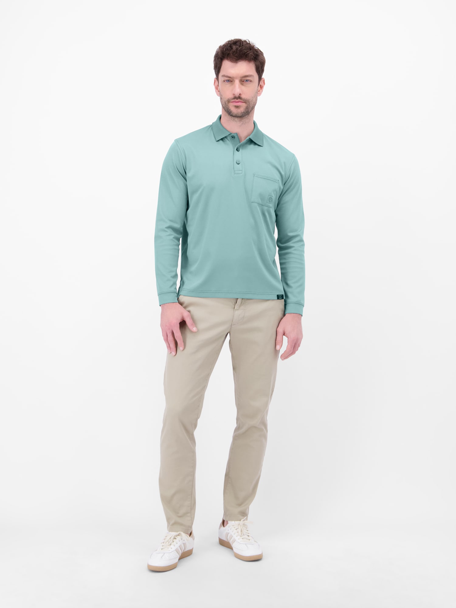 LERROS Sweatshirt »LERROS Langarm Polo mit Brusttasche aus Baumwollmix«
