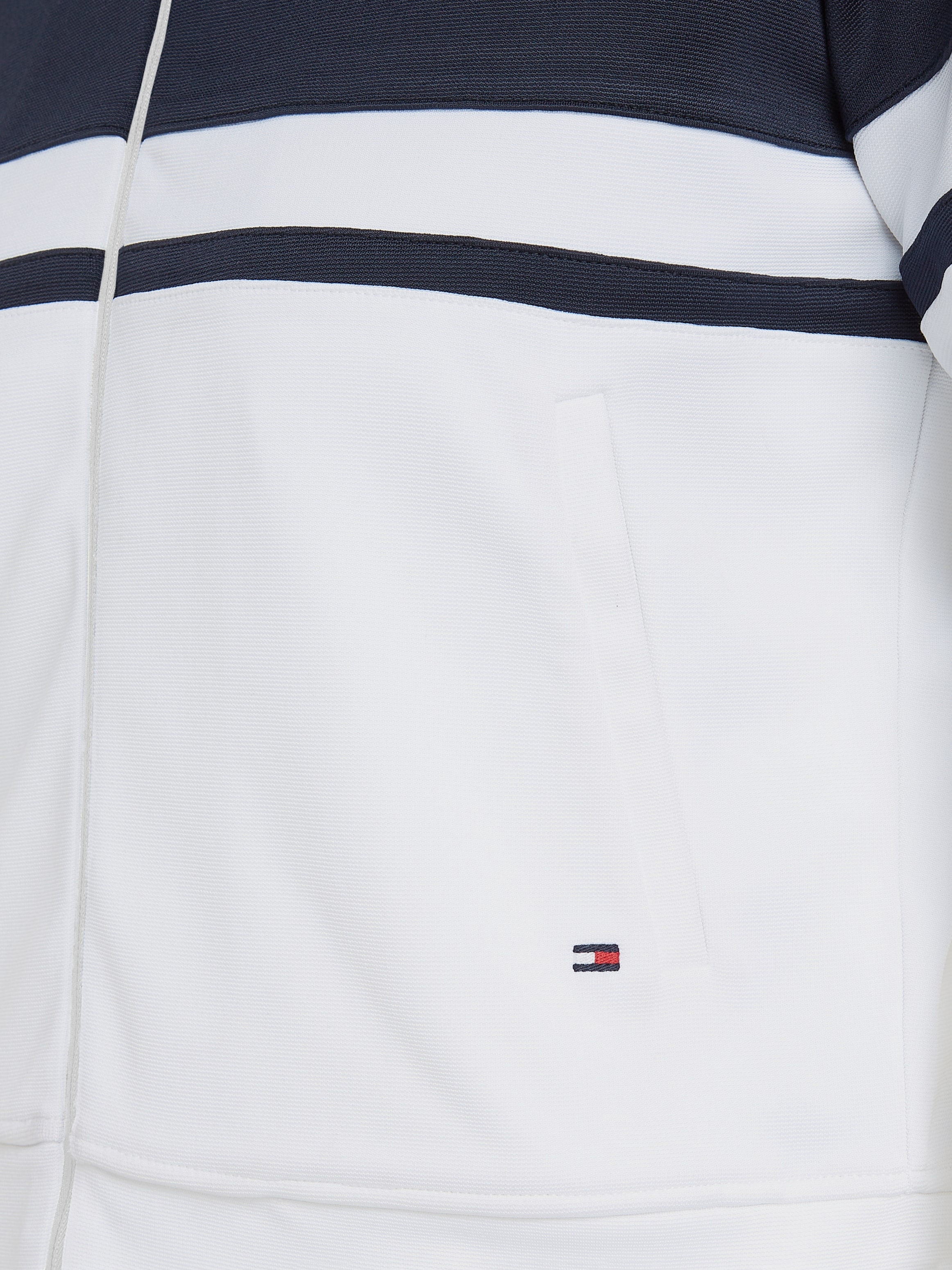 Tommy Hilfiger Sweatjacke »BLOCKED STRIPE REG ZIPTHRU HWK«, mit Logostickerei