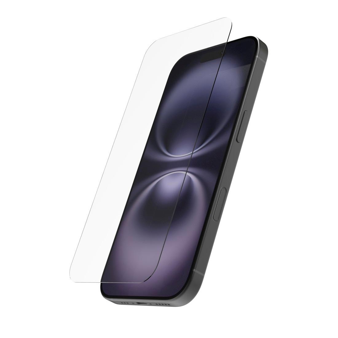 Hama Displayschutzglas »Displayschutz, Schutzglas für Apple iPhone 16 mit Montagehilfe,« für iPhone 16 stoßfest, kratzfest, ultradünn