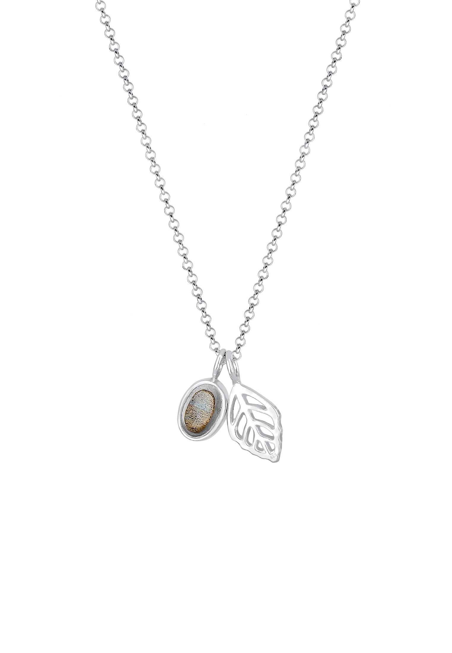 Elli Silberkette »Halskette Erbskette Blatt und Labradorit Edelstein 925 Sterling Silber«