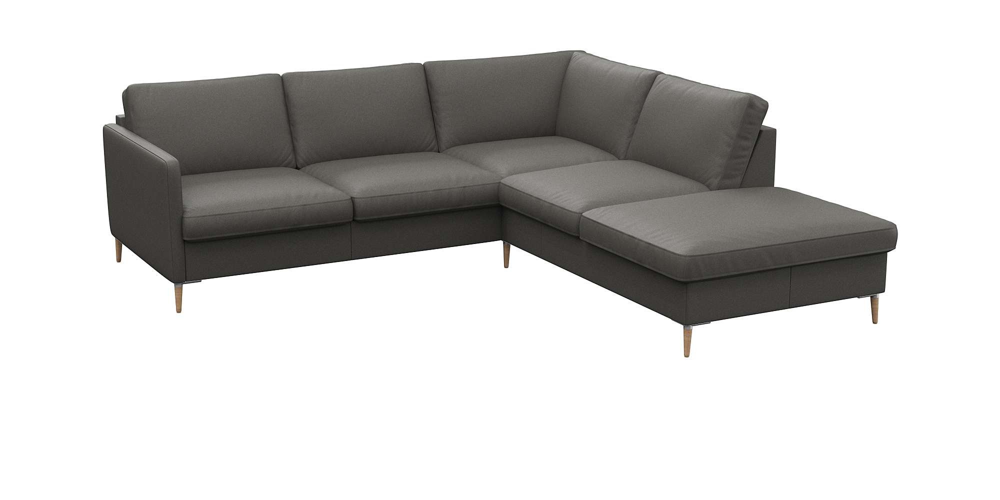 FLEXLUX Ecksofa »Fiore, L-Form, super bequem durch Kaltschaum im Sitz«, schmale Armlehnen, Füße Alu/Eiche, B/T 234/225 cm