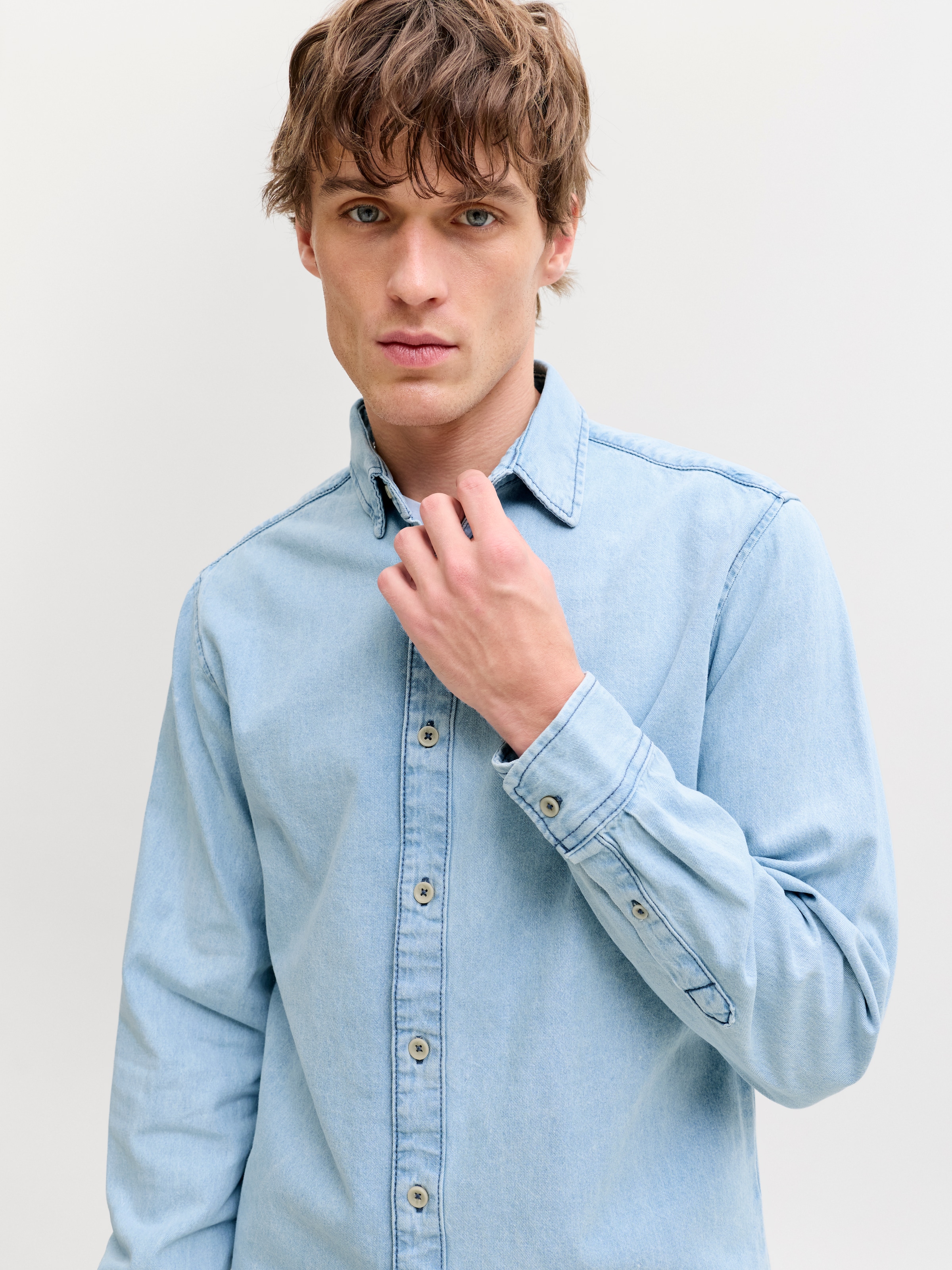 Jack & Jones Jeanshemd »JJESTANLEY JJSHIRT AT 021 NOOS« Baumwolle, normal geschnitten