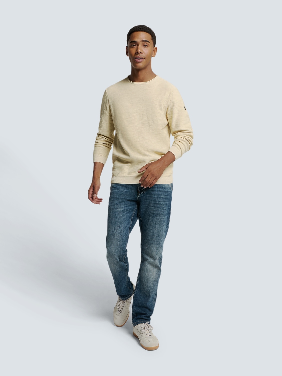 NO EXCESS Rundhalspullover mit Melange Optik