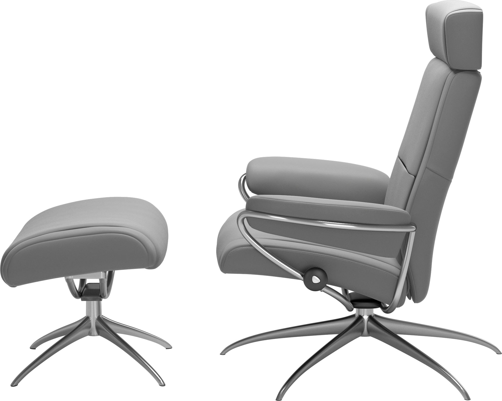 Stressless® Relaxsessel »Paris« Set, Relaxsessel mit Hocker,  mit Hocker, Low Back mit Kopfstütze, mit Star Base, Gestell Chrom