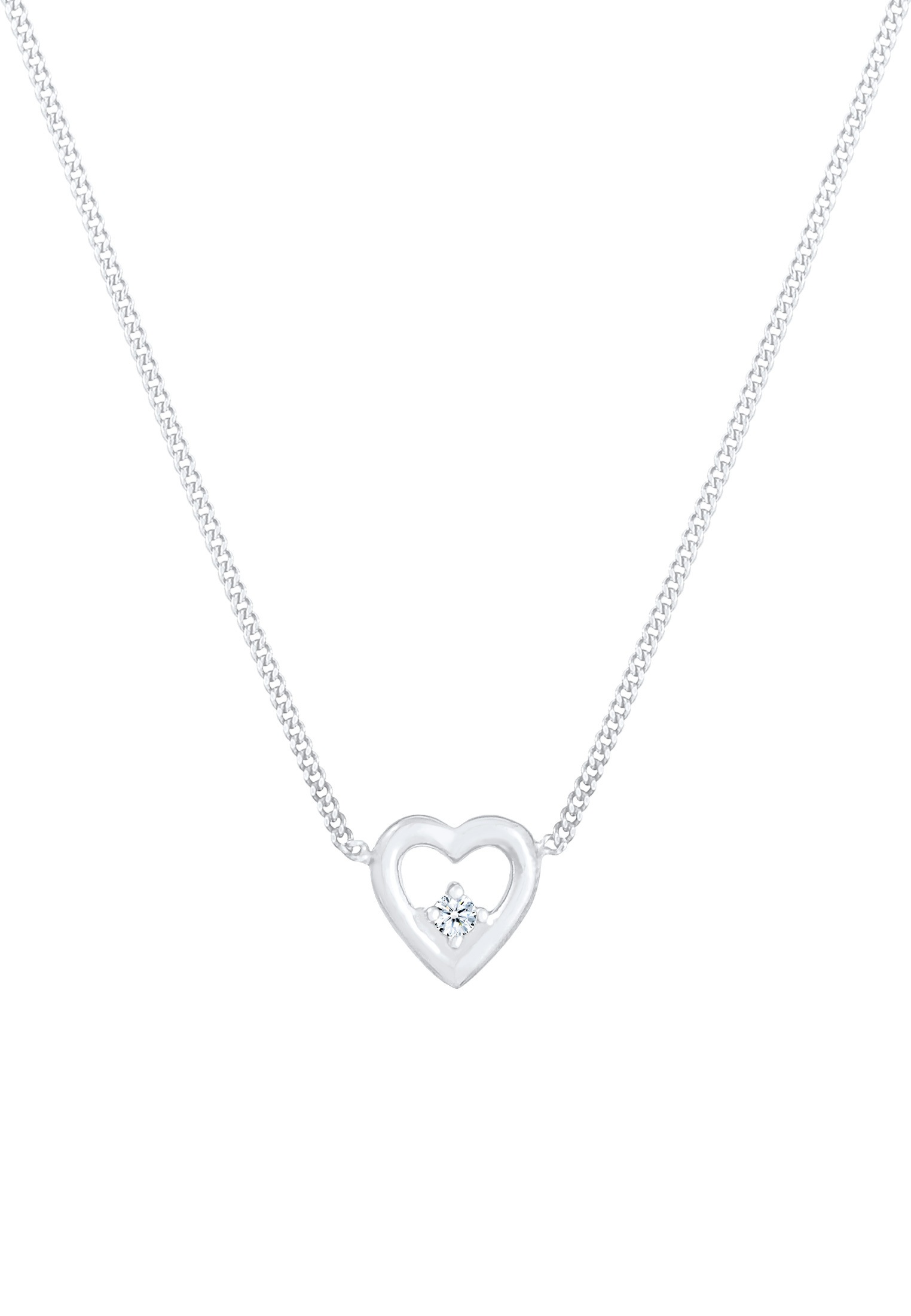 Elli DIAMONDS Silberkette »Halskette Herz Liebe Diamant (0.03 ct.) Romantik 925 Silber«