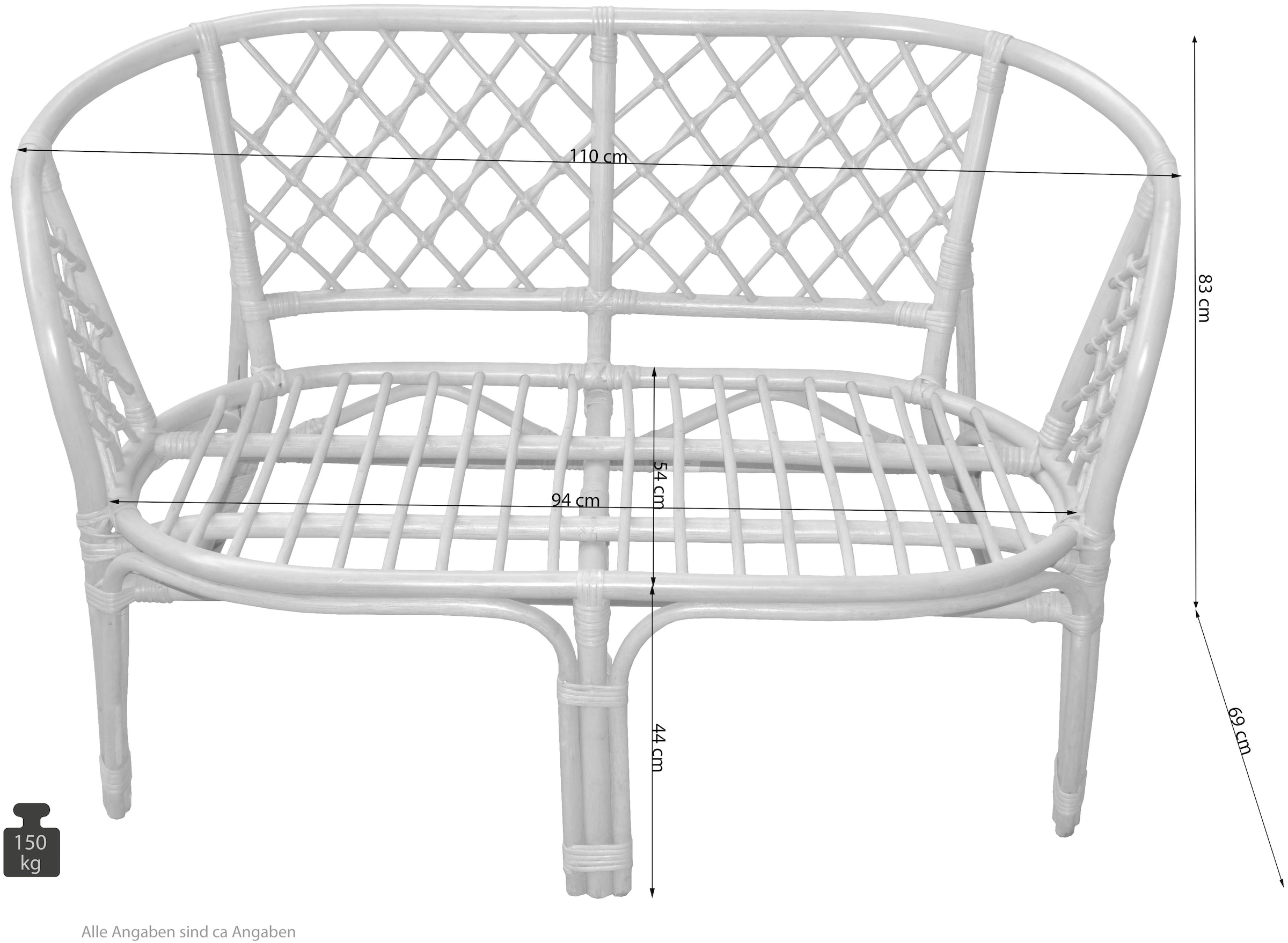 Home affaire Sitzbank, aus handgeflochtenem Rattan, mit Kissen