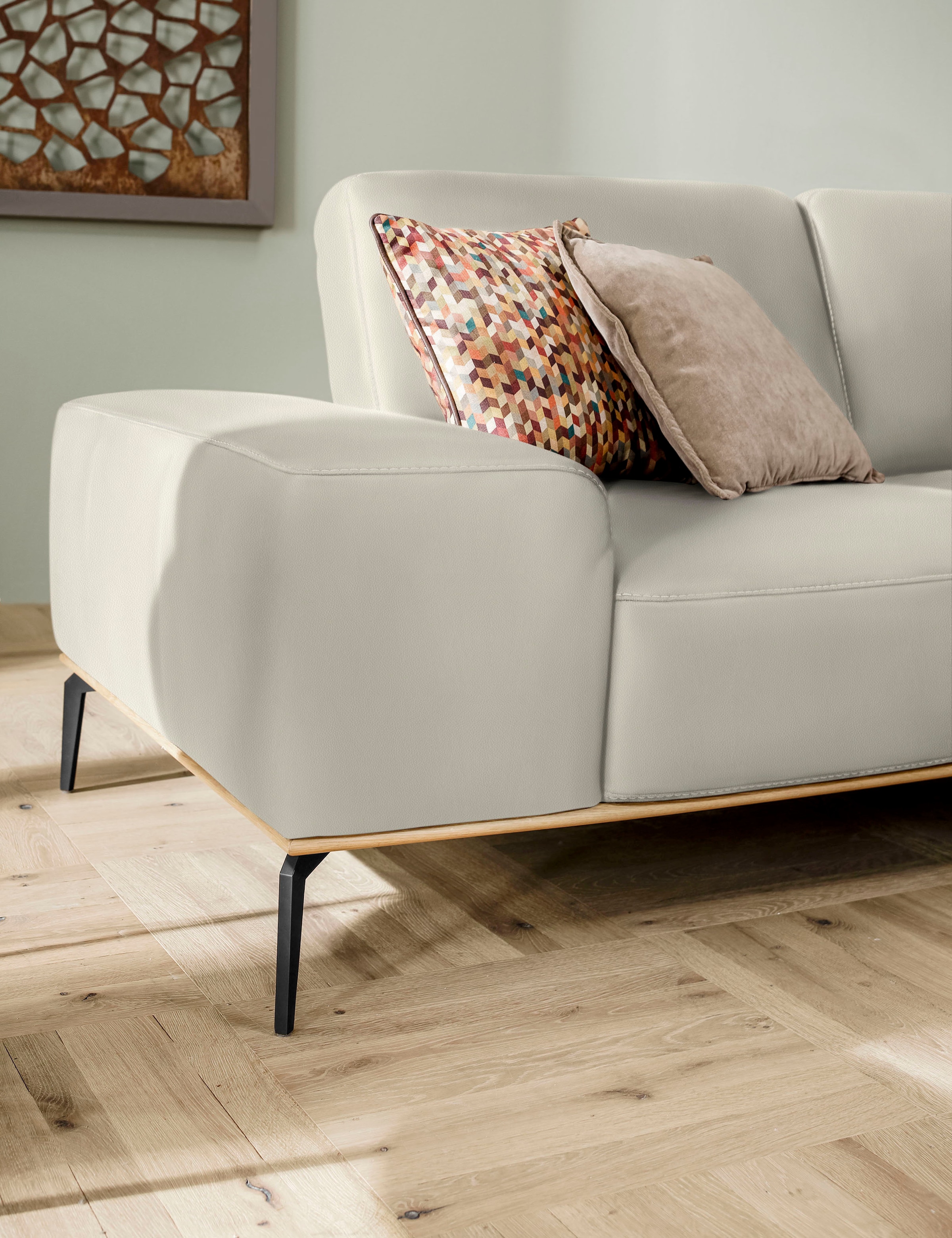 W.SCHILLIG Ecksofa »run, Designsofa mit tollem Sitzkomfort, bequem, L-Form«, mit Holzsockel, Füße in Schwarz pulverbeschichtet, Breite 299 cm