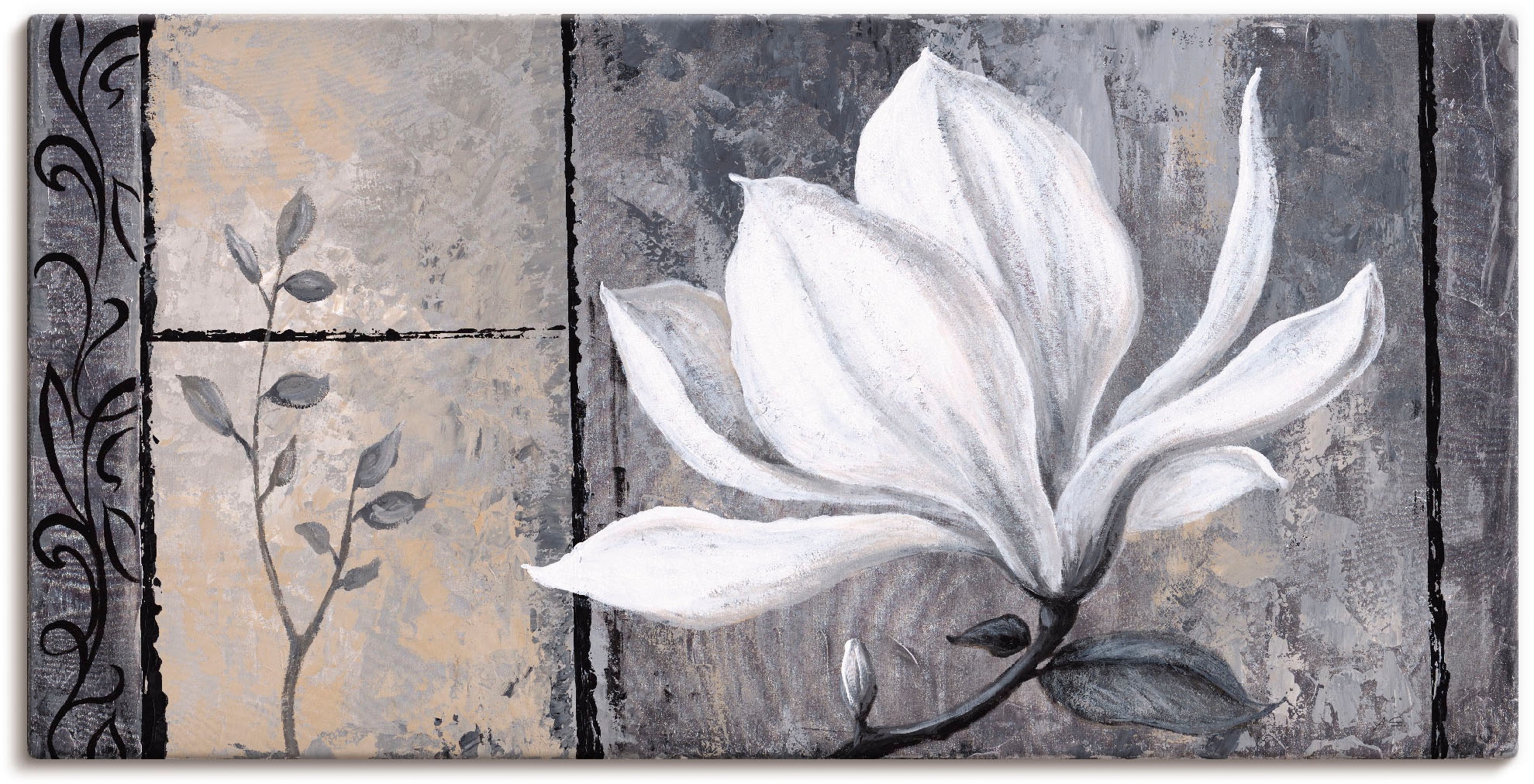 Artland Leinwandbild "Klassische Magnolie" Blumen 1 Stk. tlg. auf Holzrahmen gespannt
