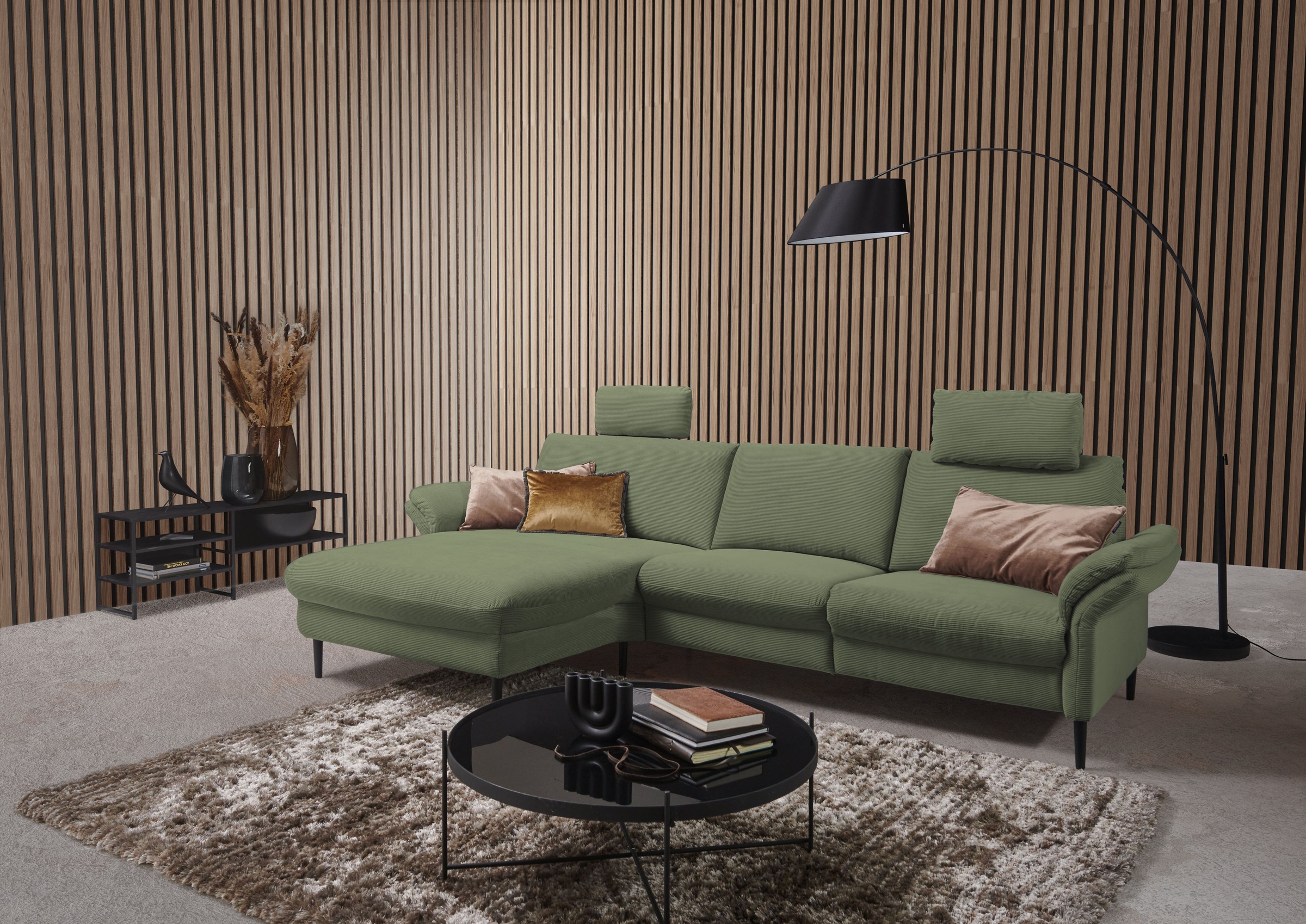 Home affaire Ecksofa »Sarsina: mit Tonnentaschen-Federkern, perfekt zum Entspannen L-Form« inklusive 1 motorischen Relaxfunktion mit Herz-Waage-Beschlag