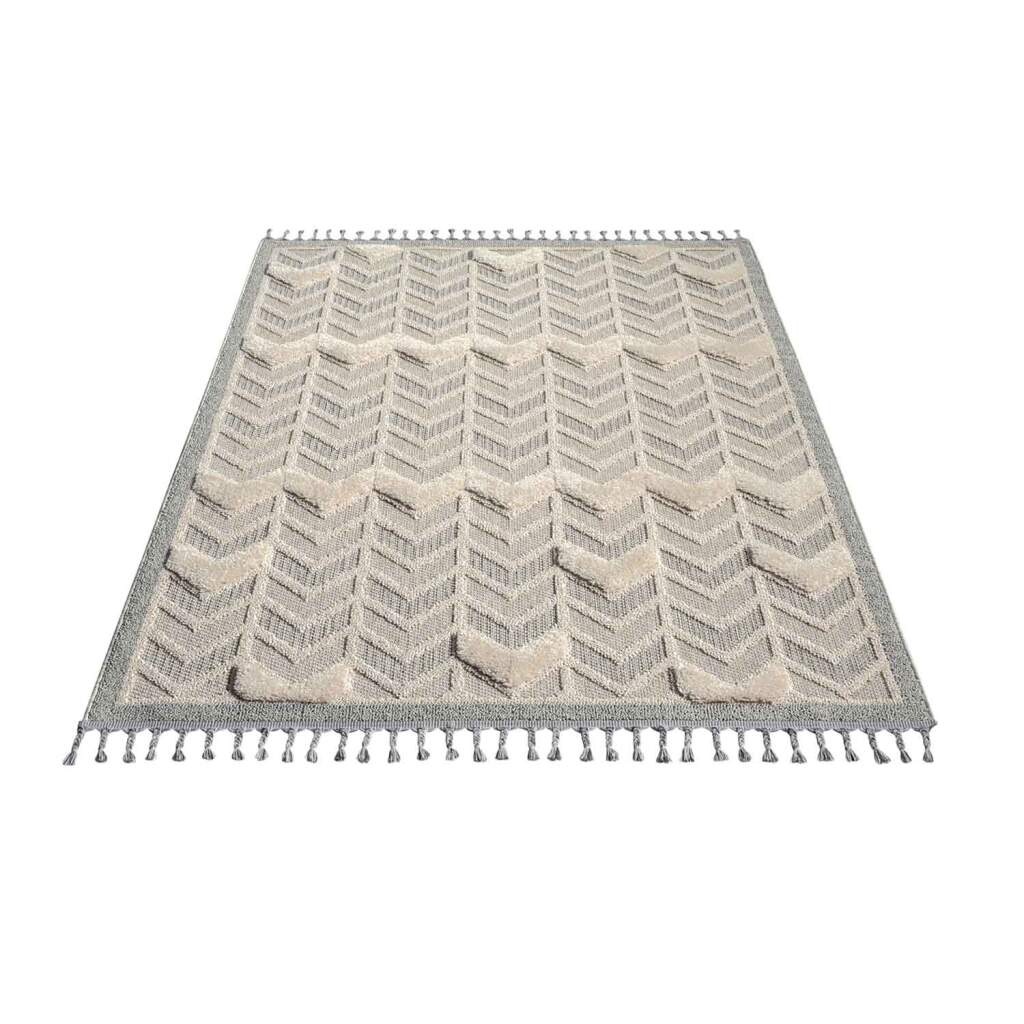 Carpet City Hochflor-Teppich »VALENCIA 920«, rechteckig, 20 mm Höhe, Läufer, Boho-Stil, Hochtief-Muster/ 3D-Effekt, mit Fransen