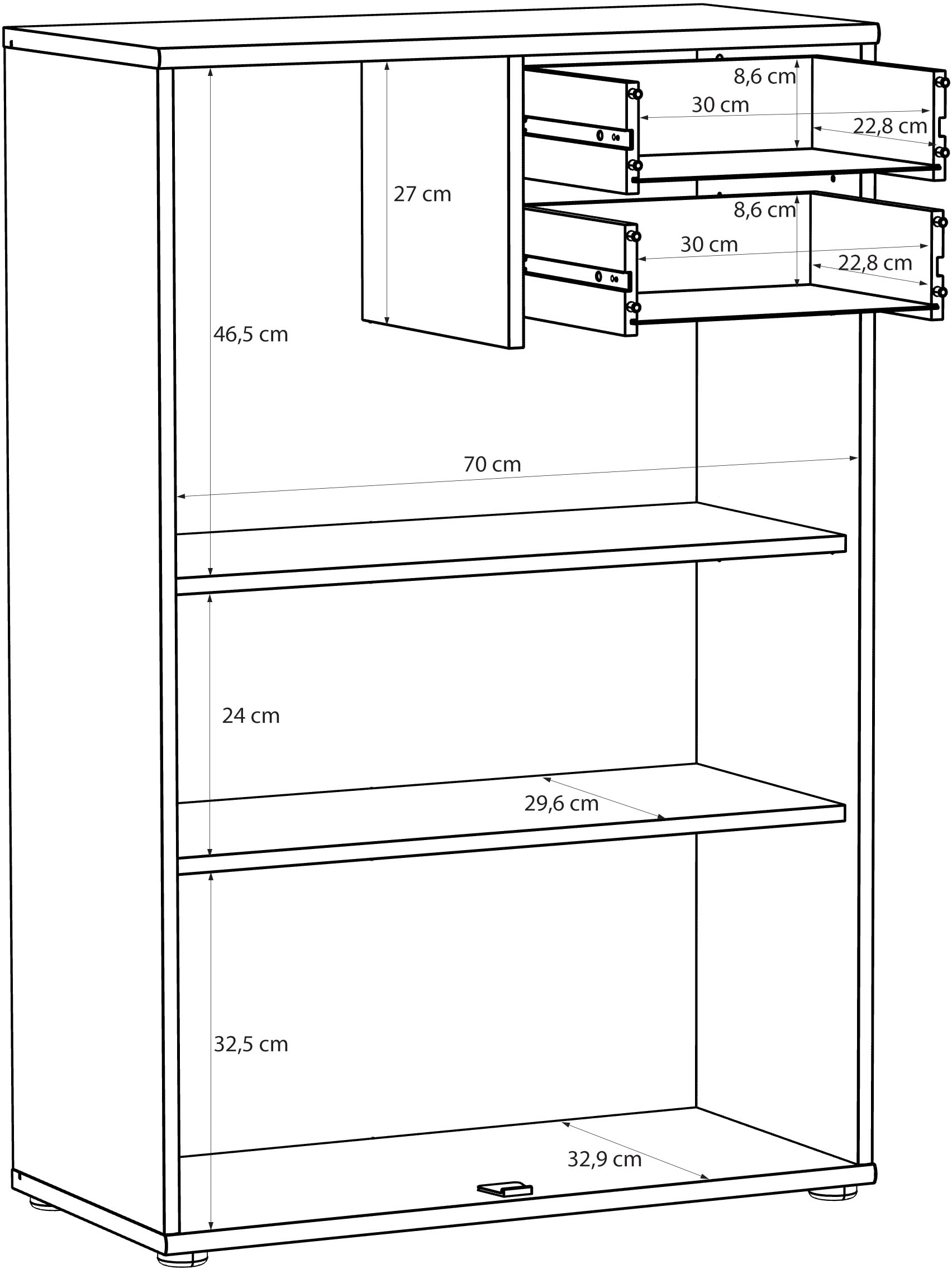 FORTE Kommode »Tempra, Kommode, 2 Türen, 2 Schubkästen, viel Stauraum« B/H/T 73,7/111,1/34,8 cm