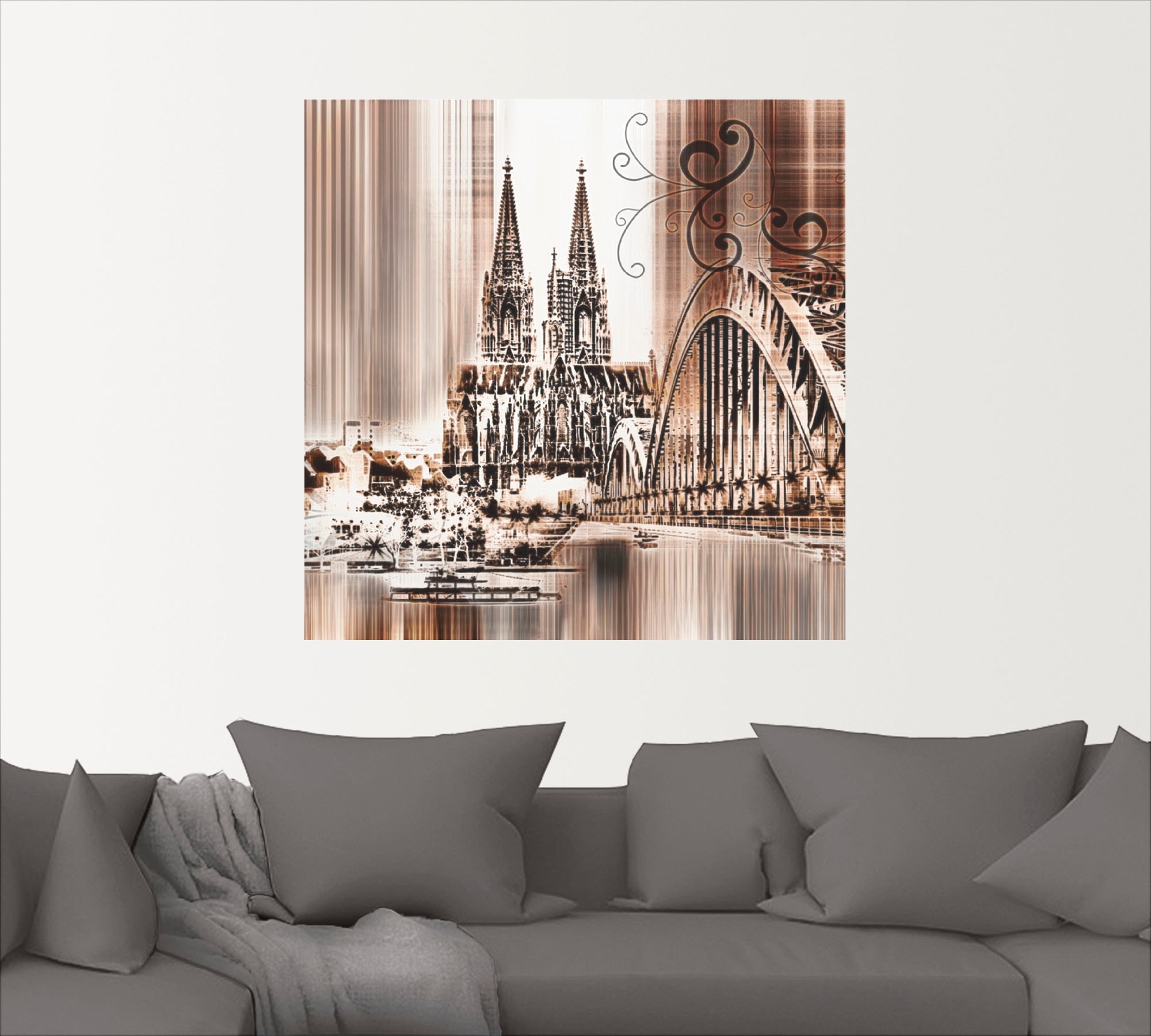 Artland Wandbild »Köln Skyline Collage VI«, Architektonische Elemente, (1 St.), als Leinwandbild, Wandaufkleber in verschied. Größen