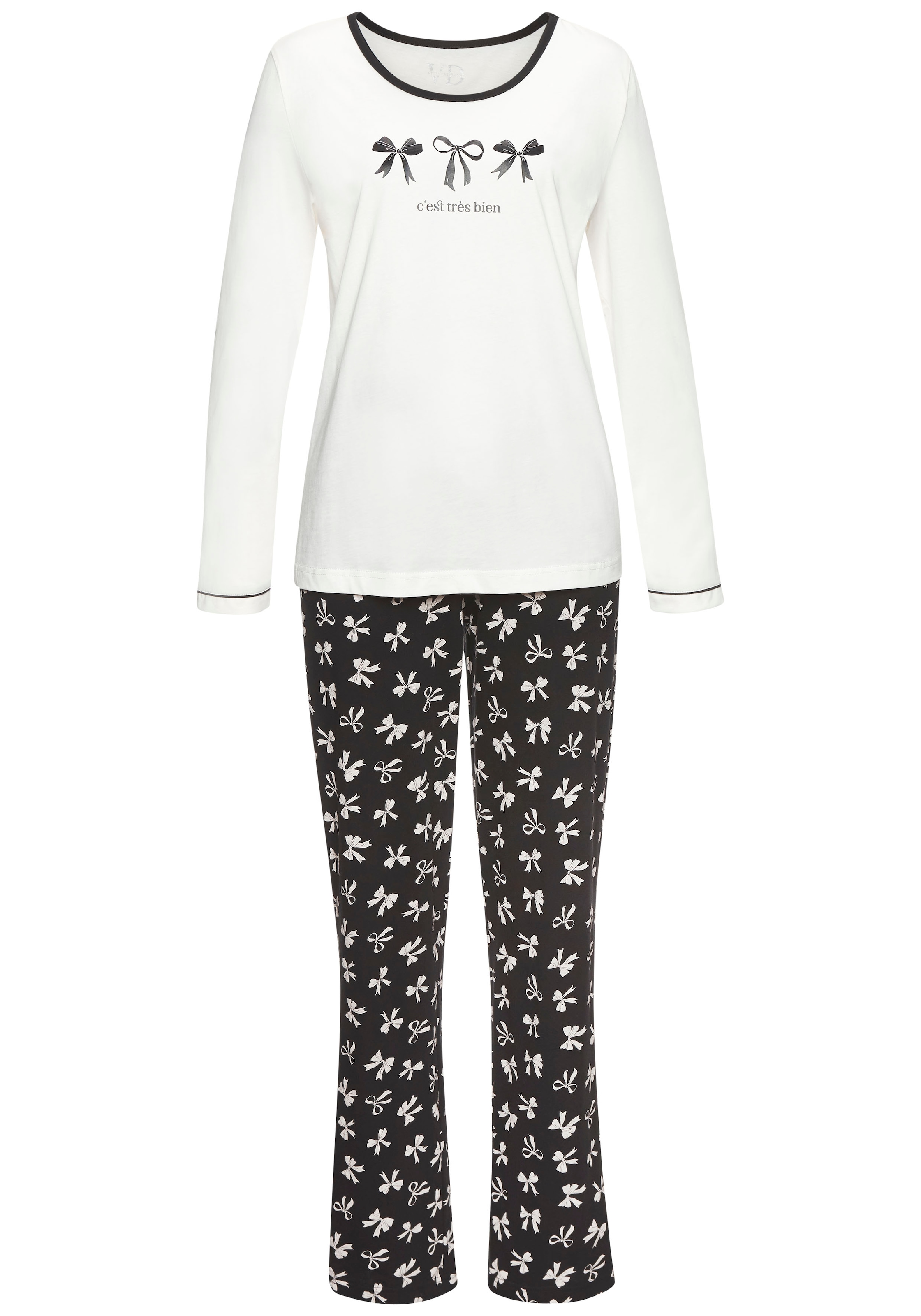 Vivance Dreams Pyjama Set, 2 Stk. tlg., Mit süßem Schleifenmuster