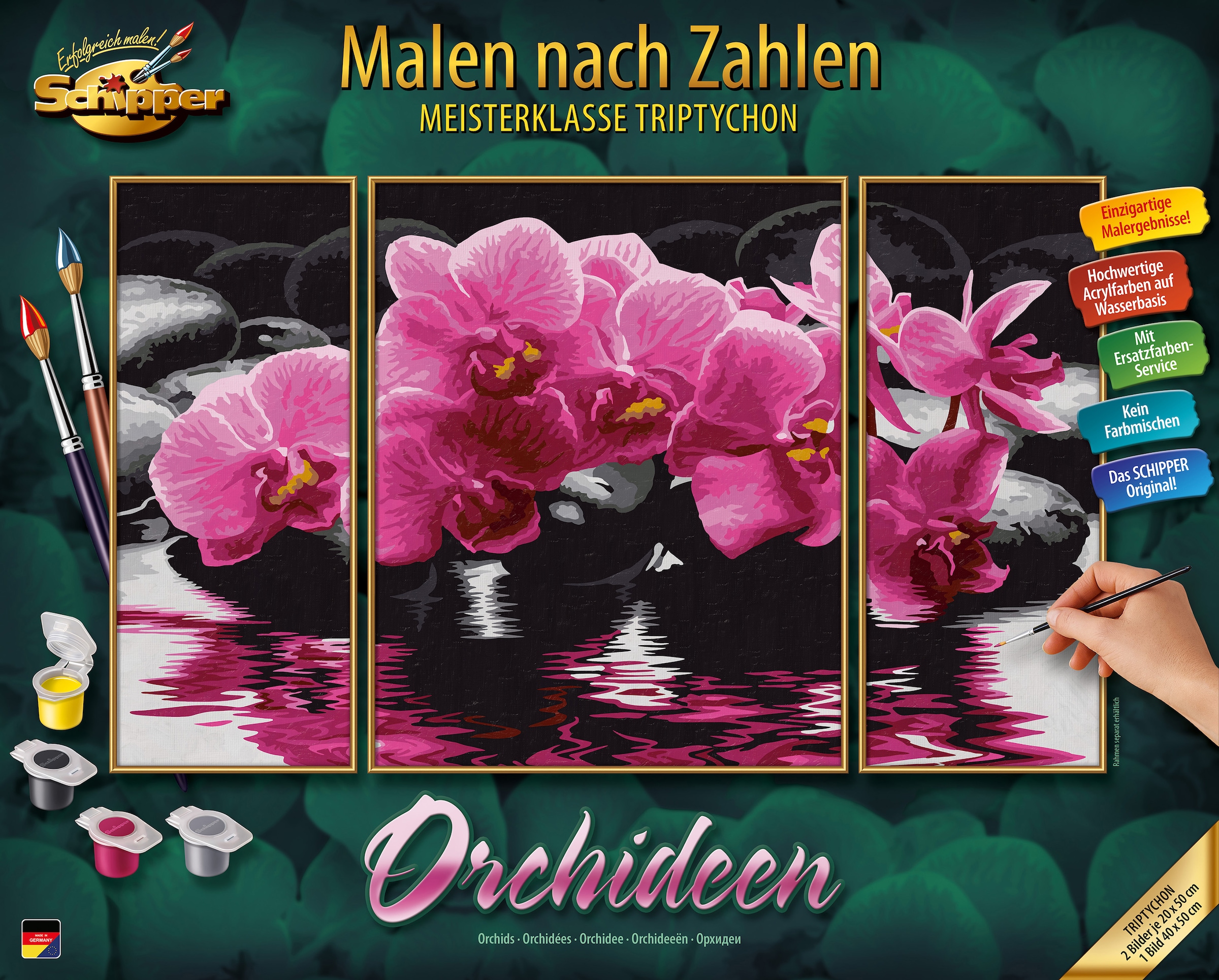 Schipper Malen nach in Triptychon »Meisterklasse Made - Zahlen Orchideen«, Germany bei