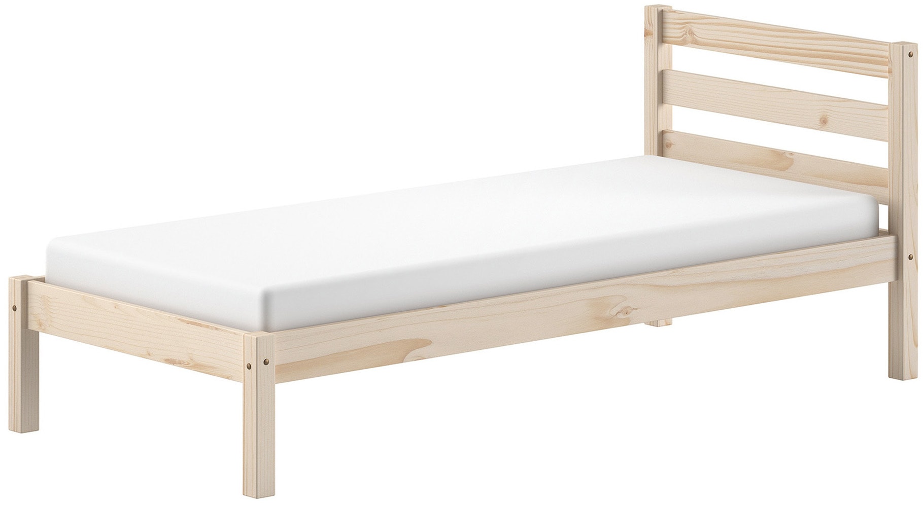 Vipack Massivholzbett »Pino, universell einsetzbar, gradliniges Design, Made in Europe« B/H/Tca. 211x84,4x 97,5cm, Liegefläche 90/200 cm, inkl. 2 Schubladen,  inkl. Rolllattenrost, Kiefer massiv, in Natur oder Weiß lackiert