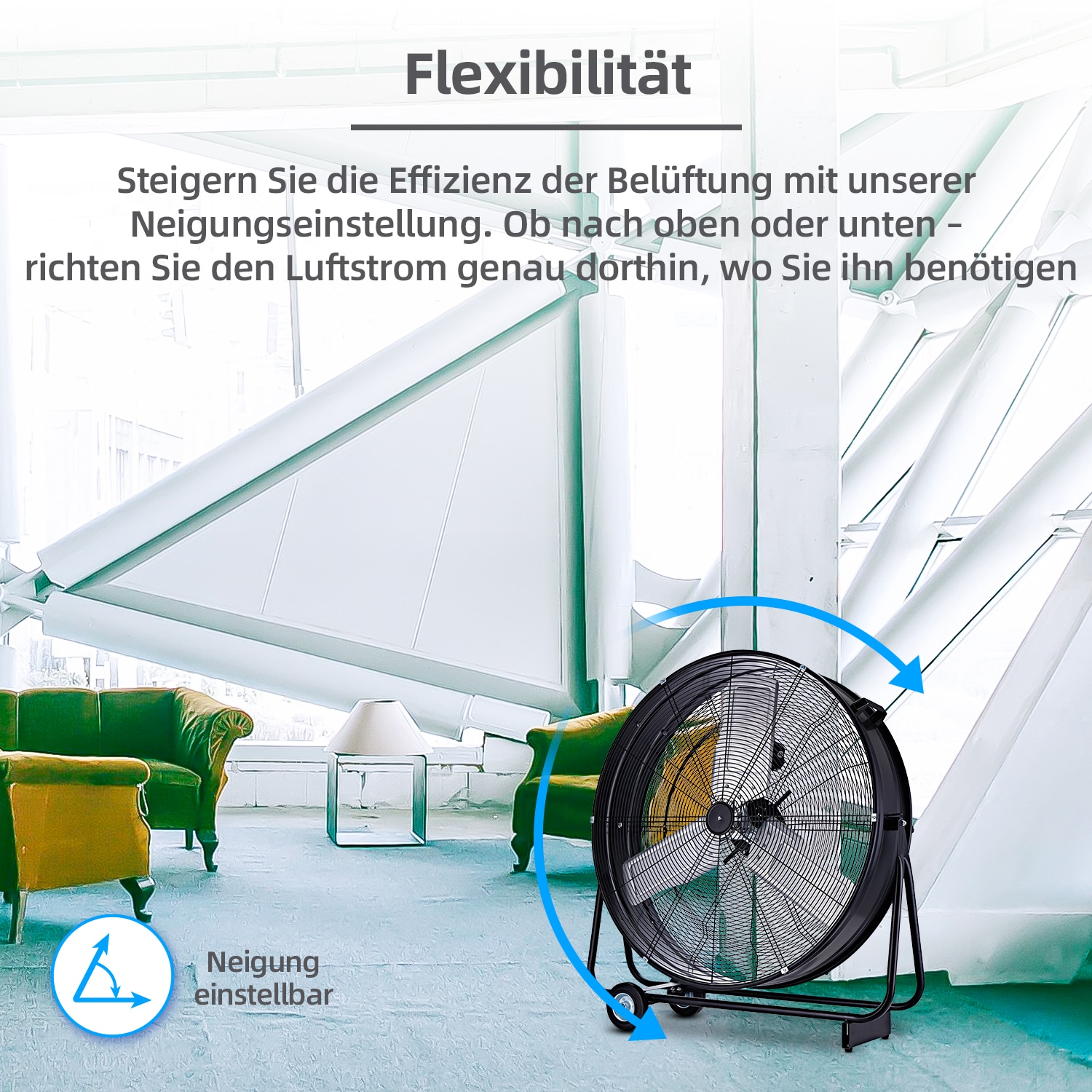 be cool Windmaschine »Industrie-Windmaschine 75cm BCIWM75CM schwarz«, fahrbarer, Vollkupfermotor, Aluminium-Rotor, Spinnennetz-Schutzgitter