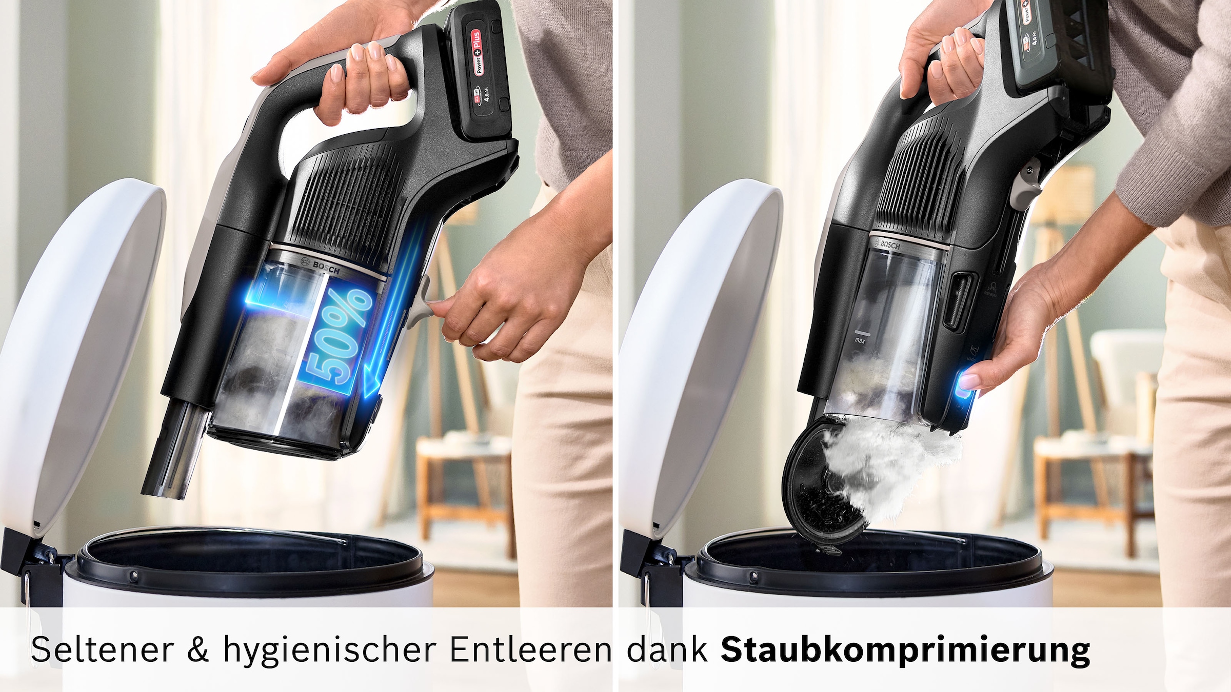 BOSCH Akku-Stielstaubsauger »Unlimited 10 BKS1051GQC, MicroClean™ Technology, Display, Knickrohr« HEPA-Filtersystem, 10 Jahre Motorgarantie, Schnellladegerät, grau