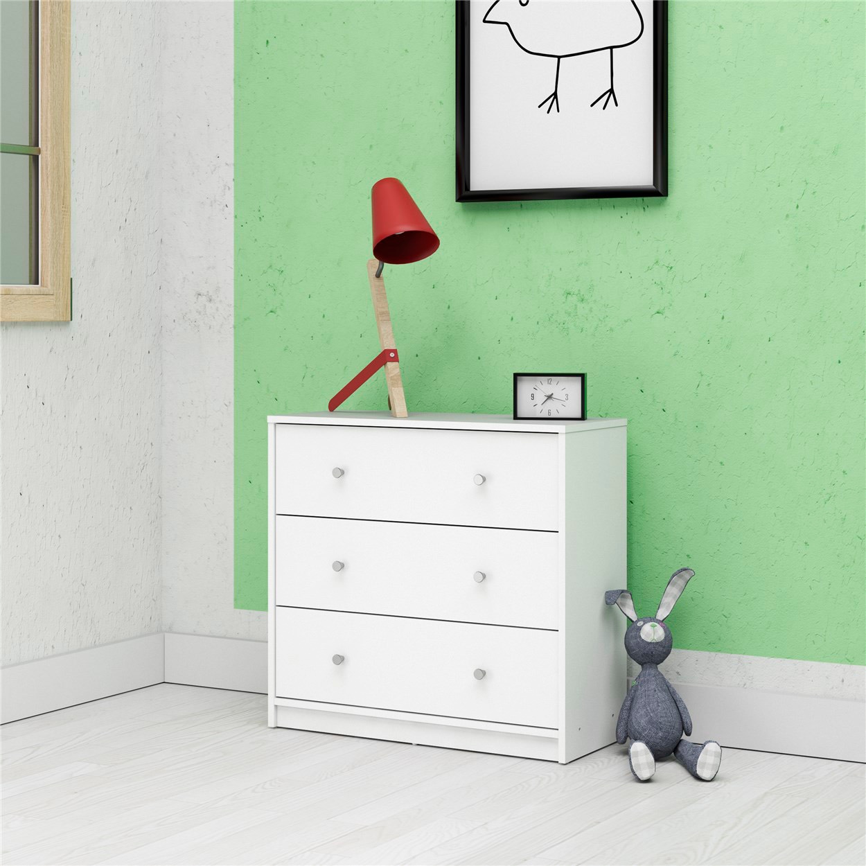 Home affaire Schubkastenkommode Stauraum, Knopfgriffe, einfache Selbstmontage, 72,4 x 68,3 x 30,1 cm