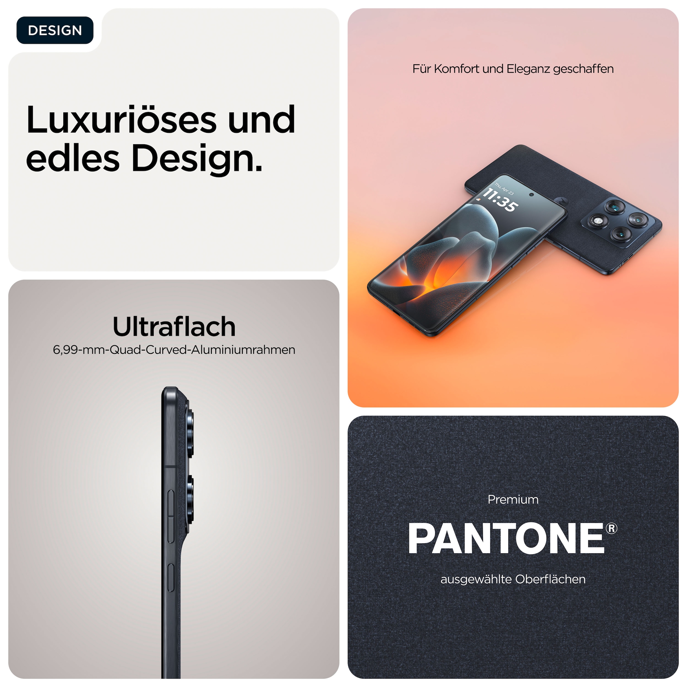 Motorola Smartphone »Signature« PANTONE® Carbon Super-HD+-Display, Corning Gorilla Glass Victus2, 90W-TurboPower