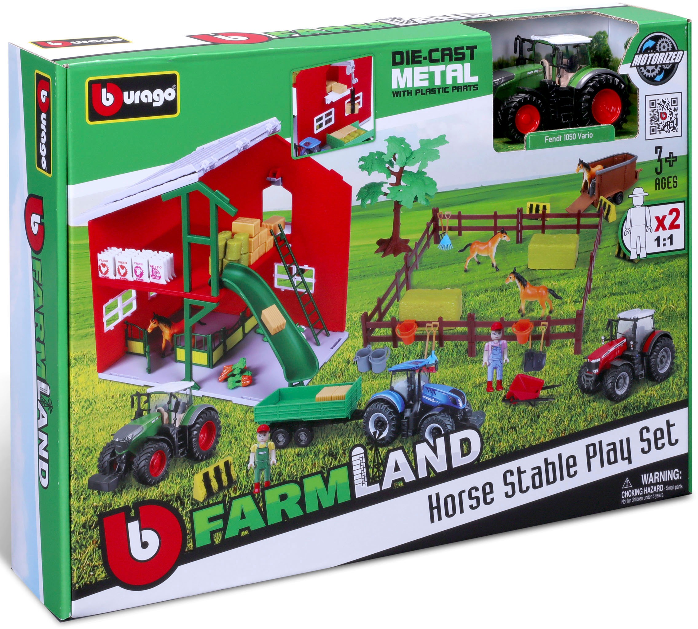 Bburago Spielwelt »Farmland, Pferdestall« inkl. FENDT Traktor