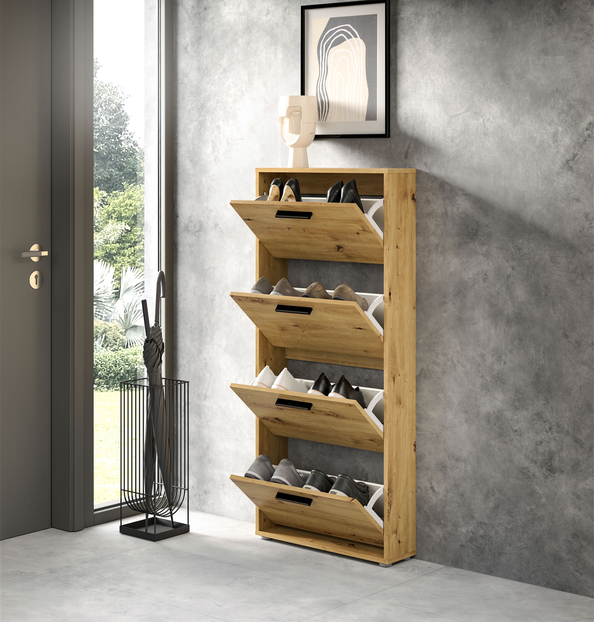 HBZ Schuhkipper »Sam Schuhkipper, Schuhschrank BxHxT 59x136x17 cm« 1 Stk. tlg. mit 4 Klappen
