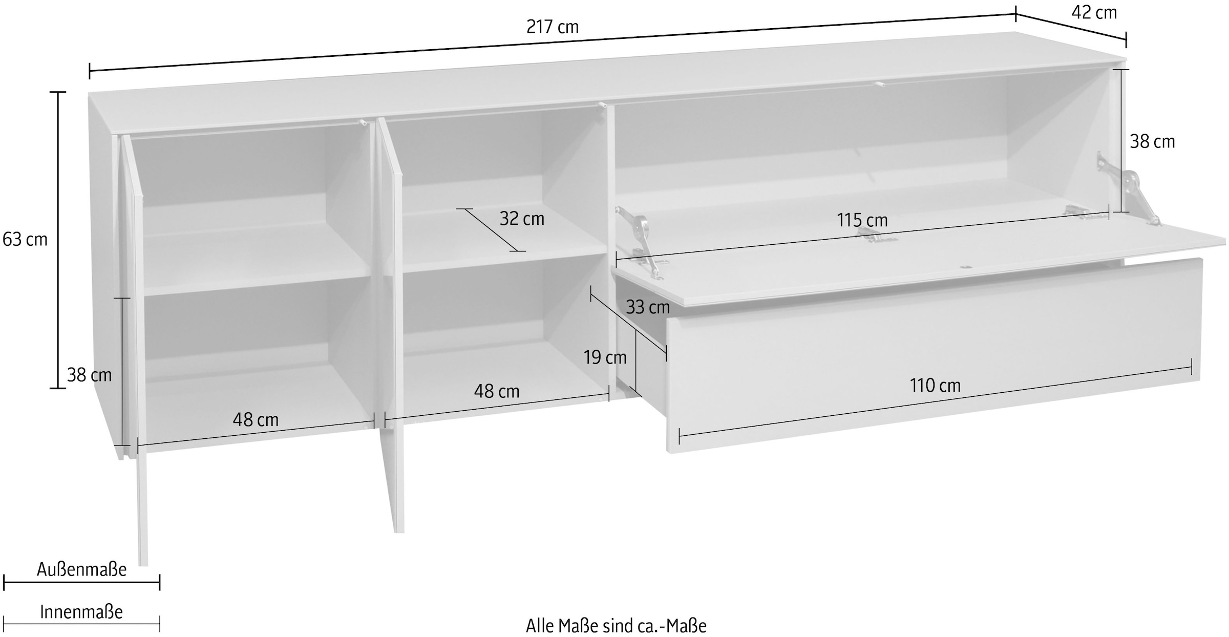 Mäusbacher Lowboard »Imola TOPSELLER!«, (OTTOs Choice), Lowboard mit Glasfront und Glasoberplatte