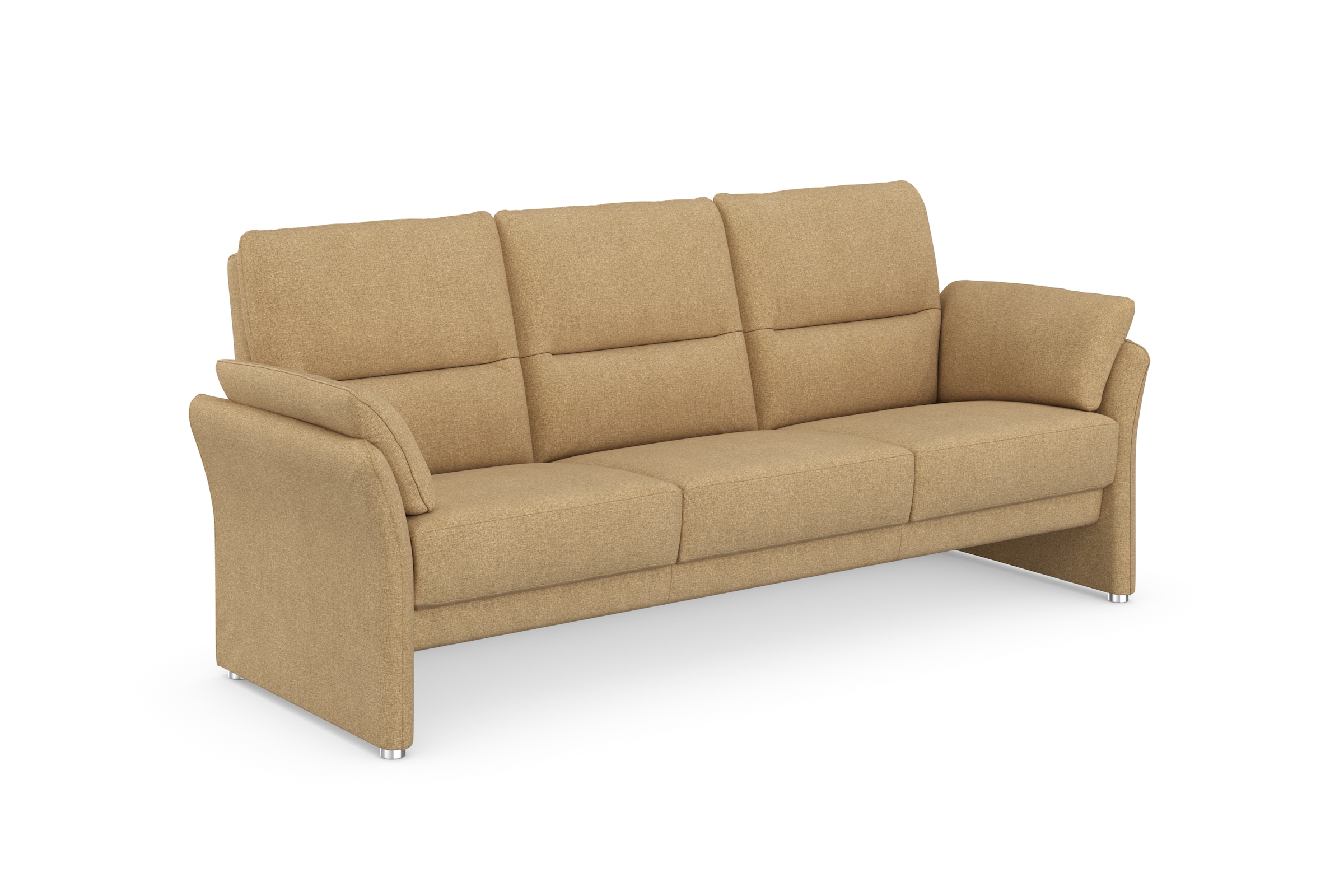 DOMO collection 3-Sitzer »Pina, schmale Armlehnen, mit Federkern, kompakt & elegant«, Hoher Sitzkomfort, Feinstruktur, beige, Breite 219 cm