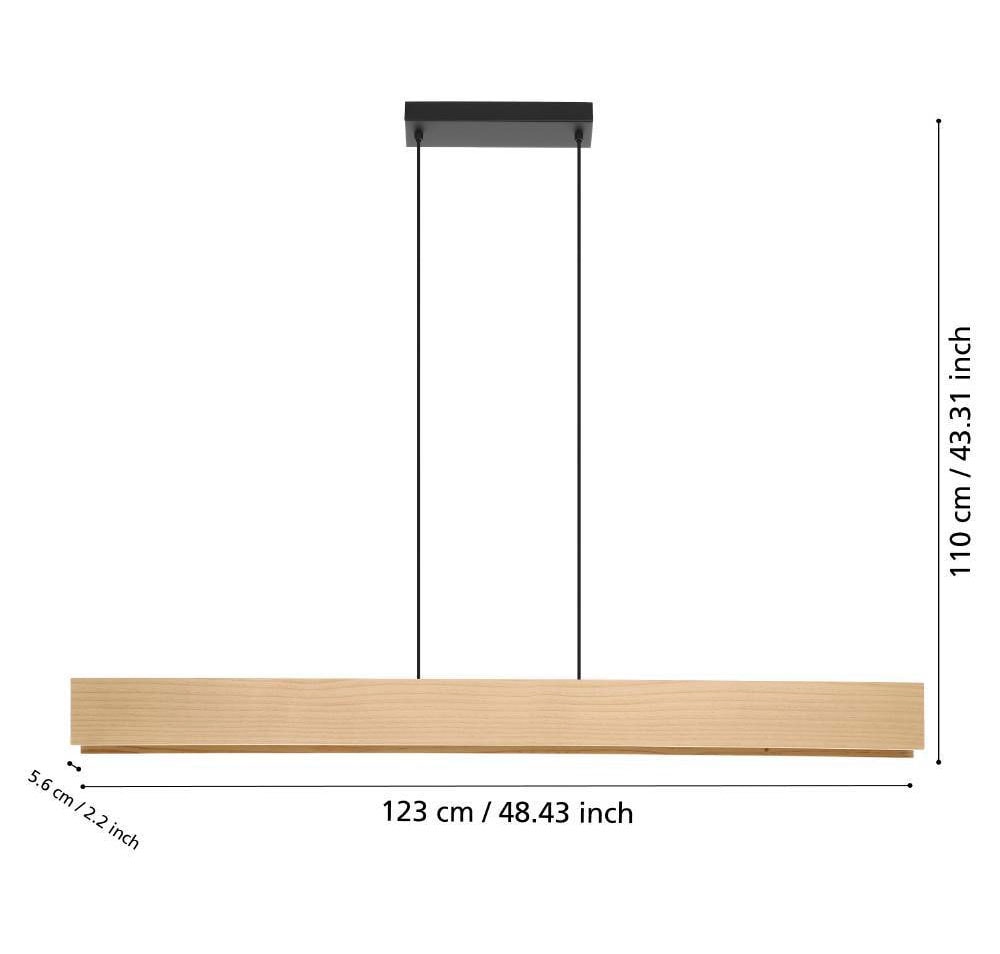 EGLO Hängeleuchte »ANCHORENA-Z Hängelampe, Holz, ZigBee 3.0, Disco-Modus, Pendelleuchte« LED-Modul 1 Stk. Farbwechsler Timer, App / Sprachsteuerung Alexa, 123x5,5x110cm, exkl. Fernbedienung