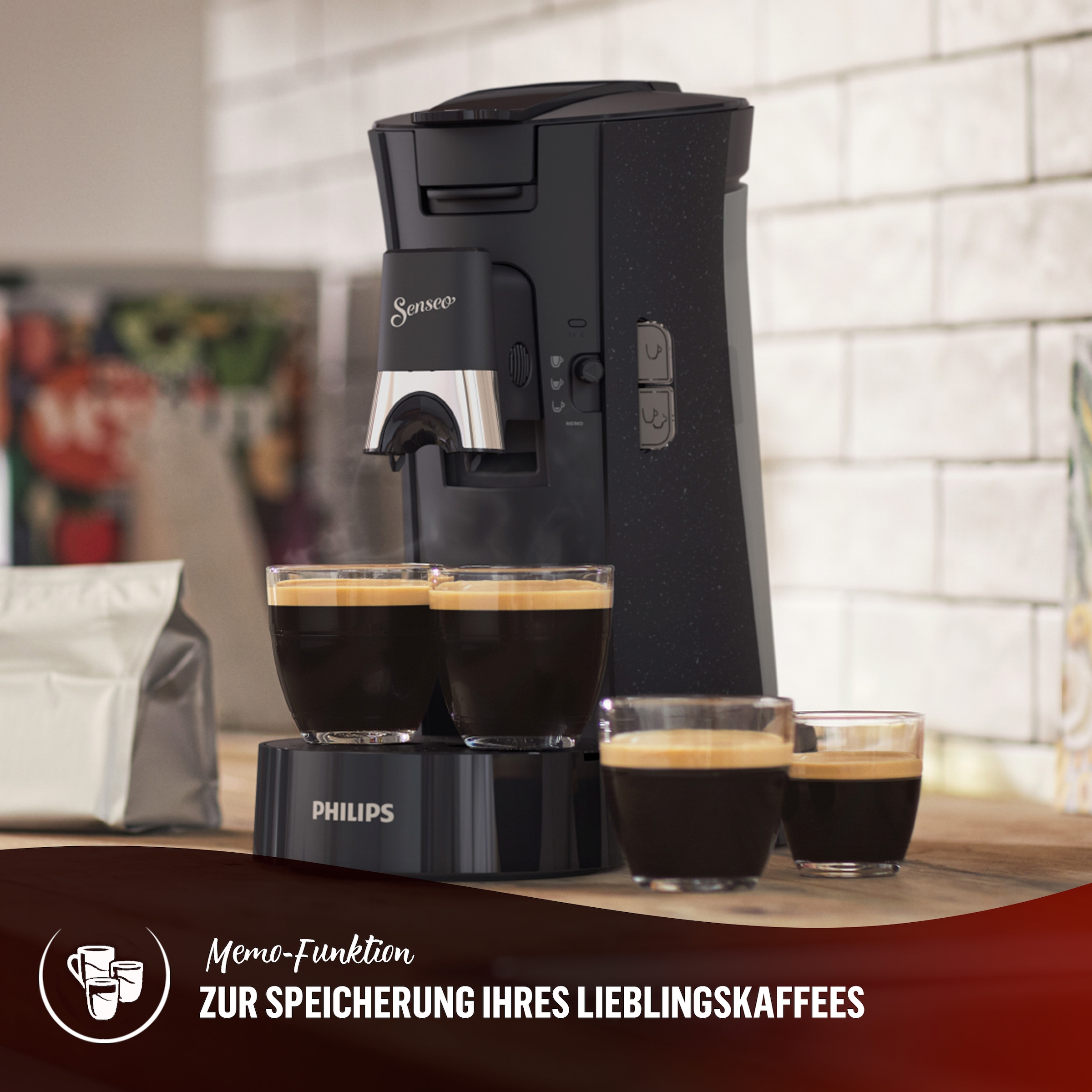 Philips Senseo Kaffeepadmaschine »Select ECO CSA240/20, mit drei Kaffee-Einstellungen«, aus 21% rec. Plastik, Memo-Funktion, inkl. Gratis-Zugabe, Wert 14€ UVP