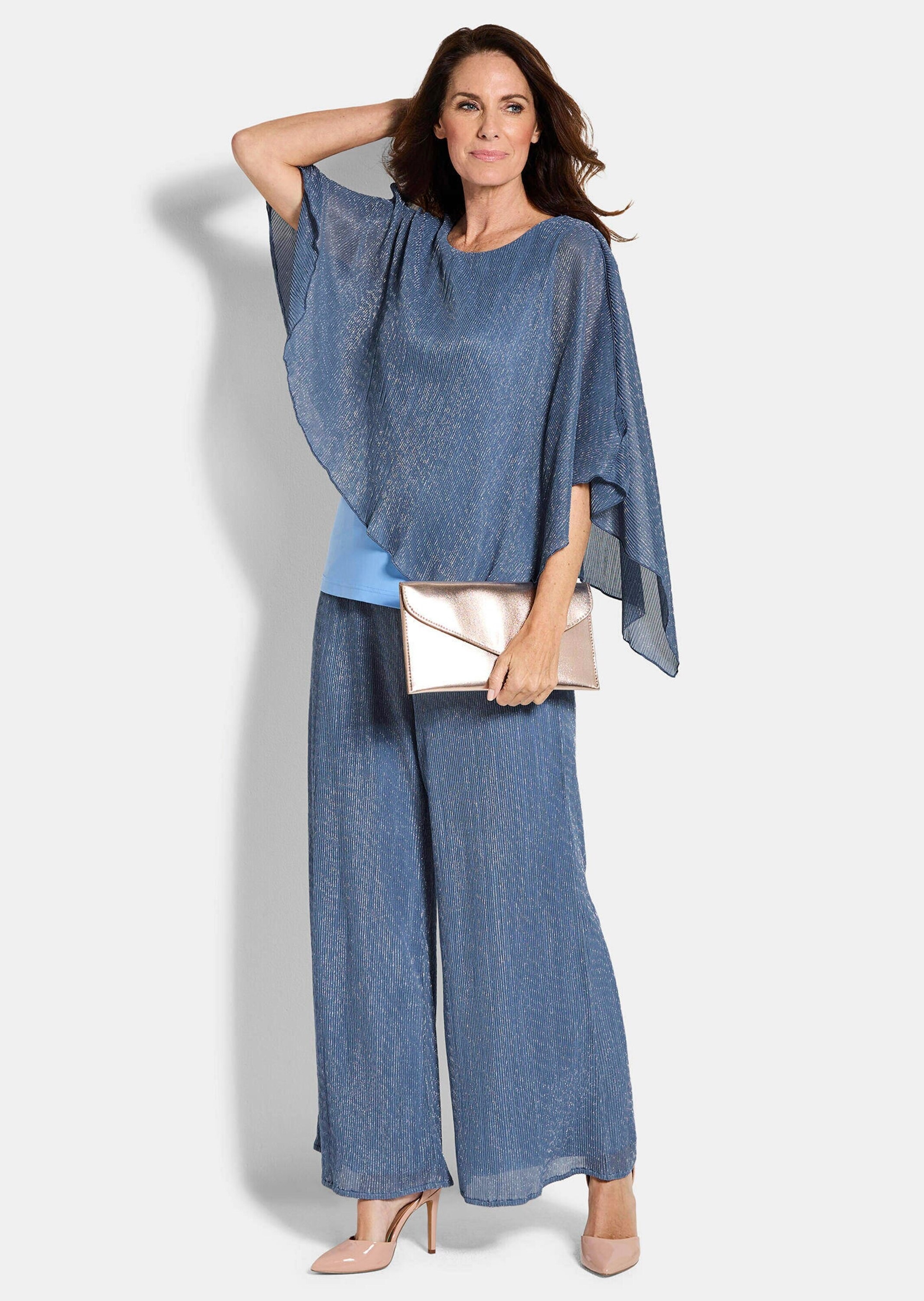 GOLDNER Kurzarmshirt »Asymmetrisches Blusenshirt mit Glanzgarn« Shirt mit asymmetrischen Überwurf