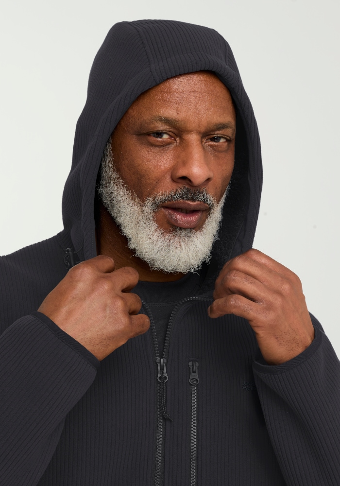 Jack Wolfskin Fleecejacke »LAKE RIDGE HOODED JKT M« mit Kapuze windabweisend, mit hochschließendem Kragen