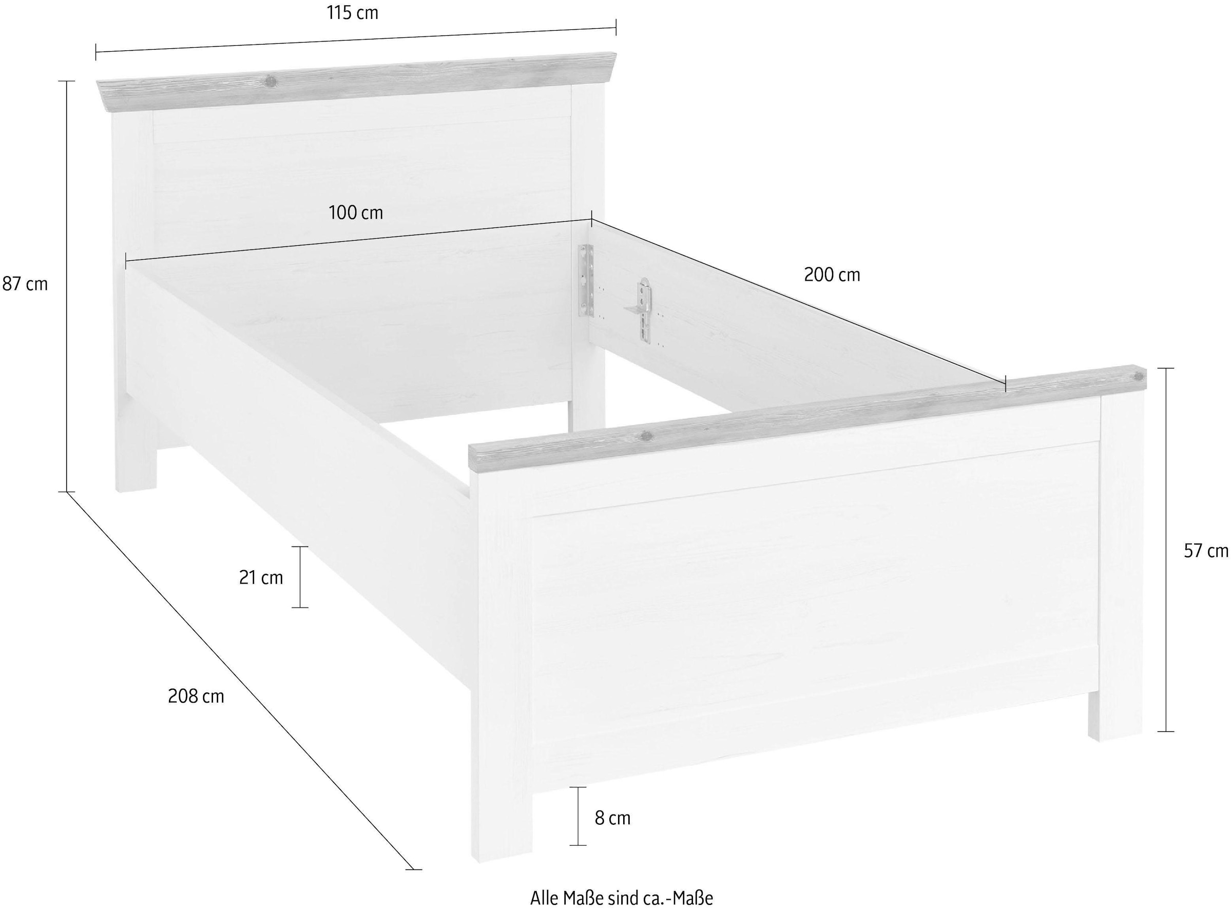 Home affaire Bett »Florenz Doppelbett Landhausstil Bettgestell (100,140 oder 180/200cm)«, aus FSC®-zertifiziertem Holzwerkstoff, in 3 Breiten