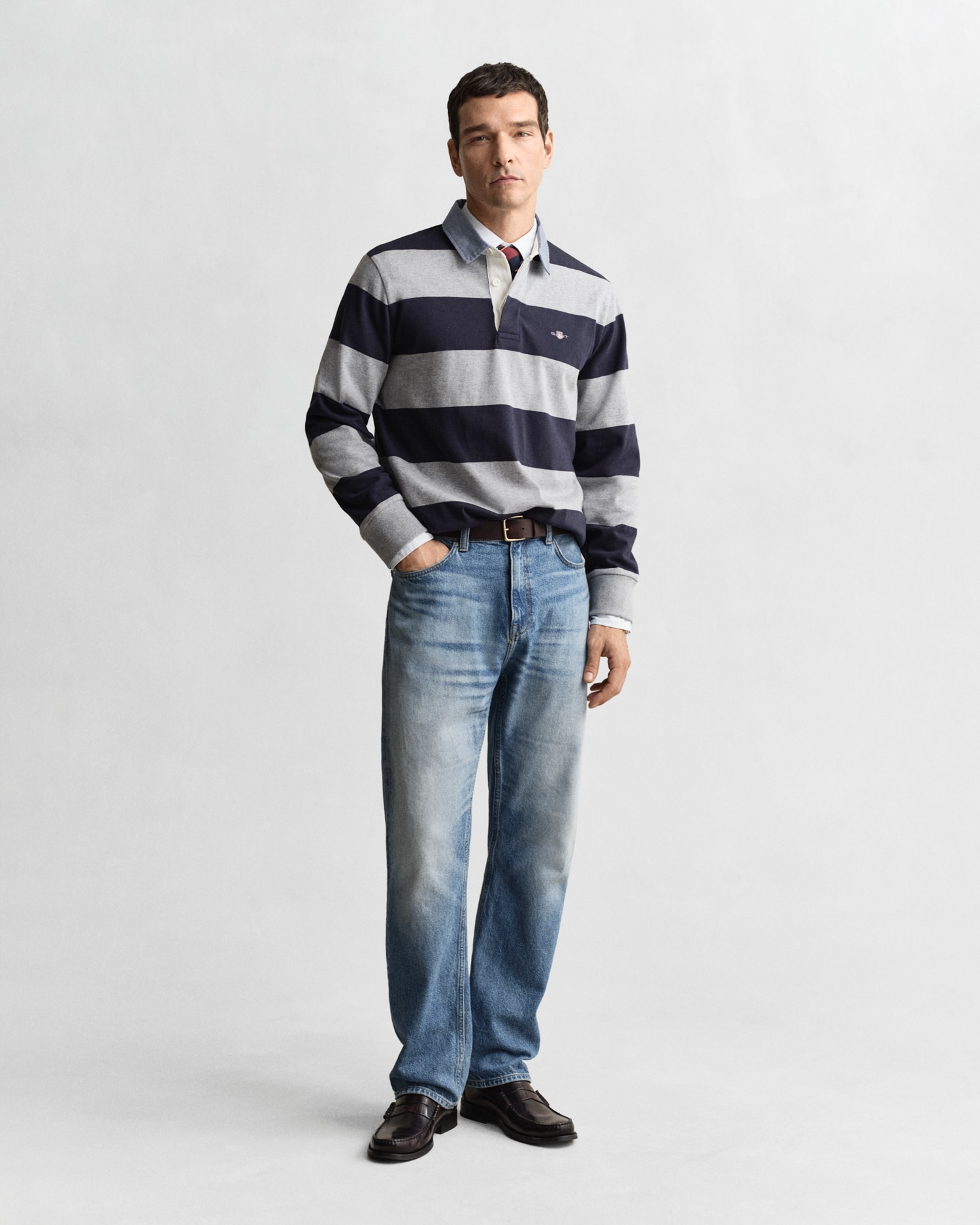 Gant Langarm-Poloshirt »REG CHAMBRAY STRIPE HEAVY RUGGER«
