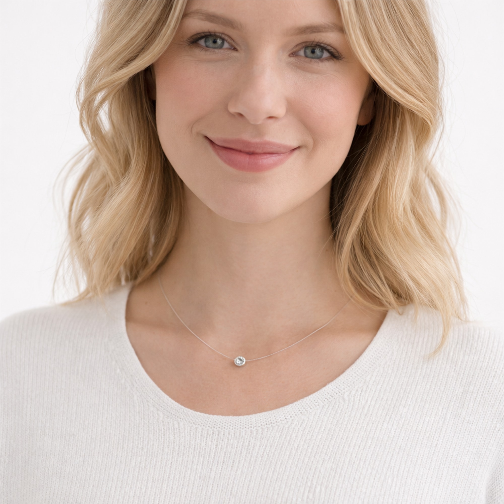 Smart Jewel Collier »Collier schwebender Stein, Zirkonia, Silber 925«