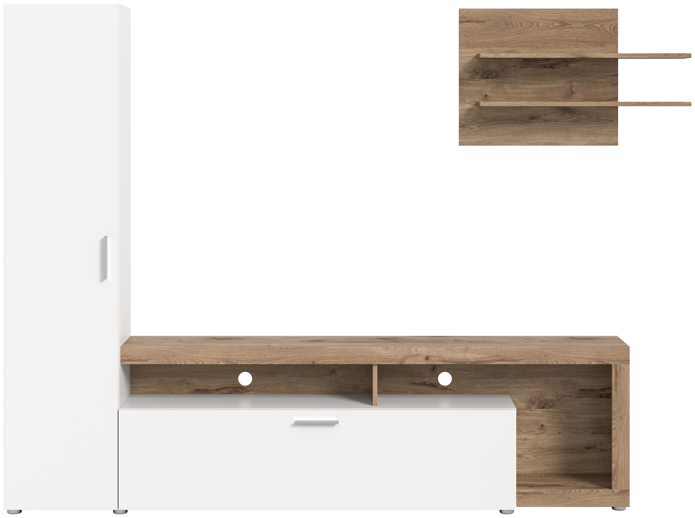 INOSIGN Wohnwand »Kryss, Breite 218cm, besteht aus: Hochschrank, Lowboard, Wandboard«, (3 St.), Wohnwand, Mediawand, TV-Wand, Wohnkombination, Kombination, TV-Möbel