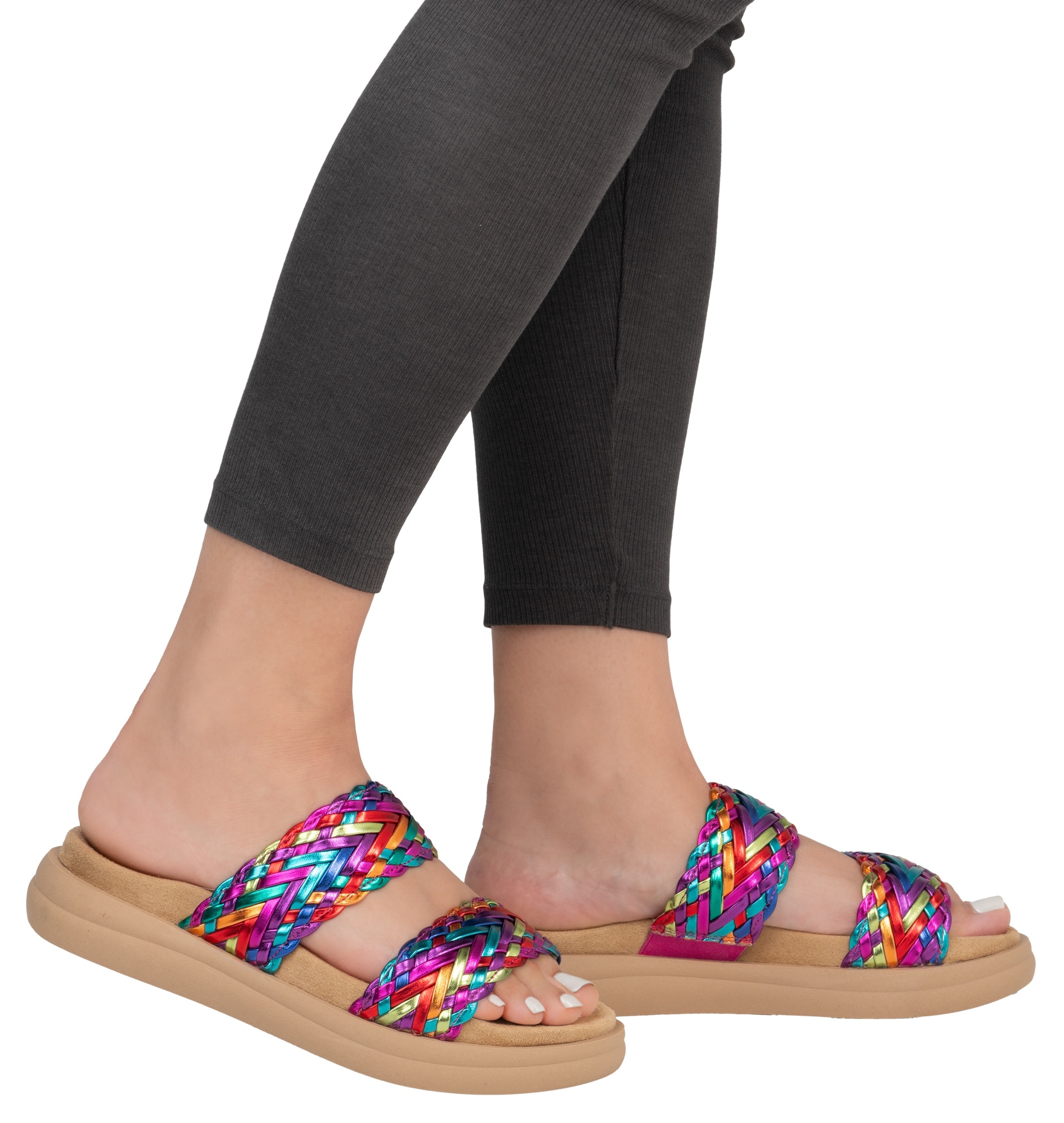 Remonte Pantolette, Plateau, Bequemschuh, Sommerschuh mit Riemchen in Flechtoptik