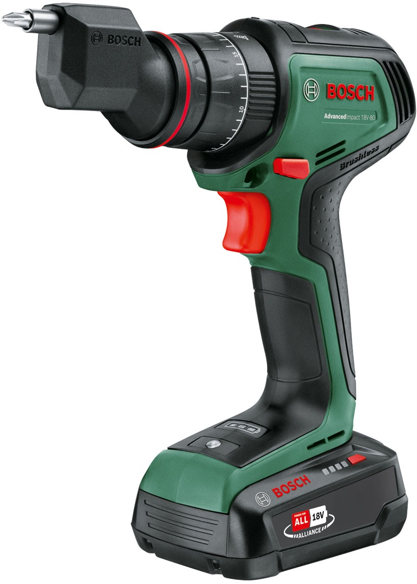 Bosch Home & Garden Akku-Schlagbohrmaschine »»AdvancedImpact 18V-80 QuickSnap««, Inkl. 2x Akku 2,5Ah, mit Aufsätze