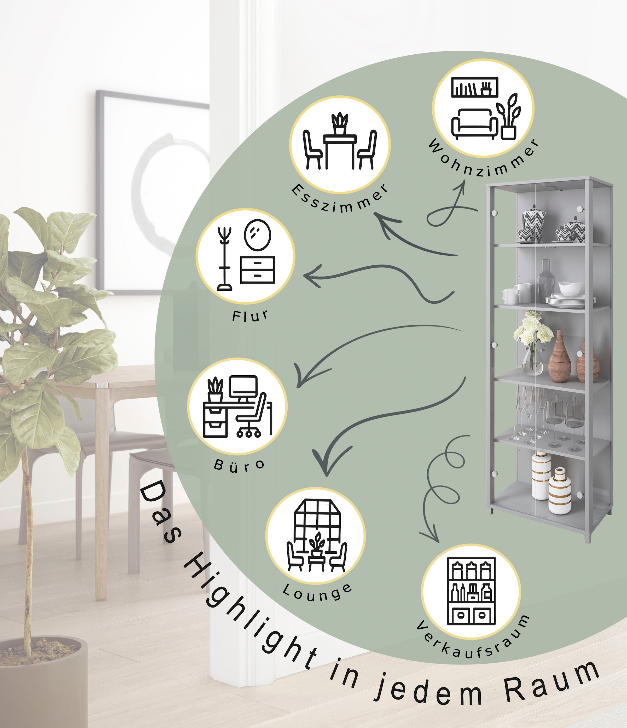 fif möbel Vitrine »OPTIMA«, Standvitrine, Vitrinenschrank, Glasvitrine, Sammlervitrine