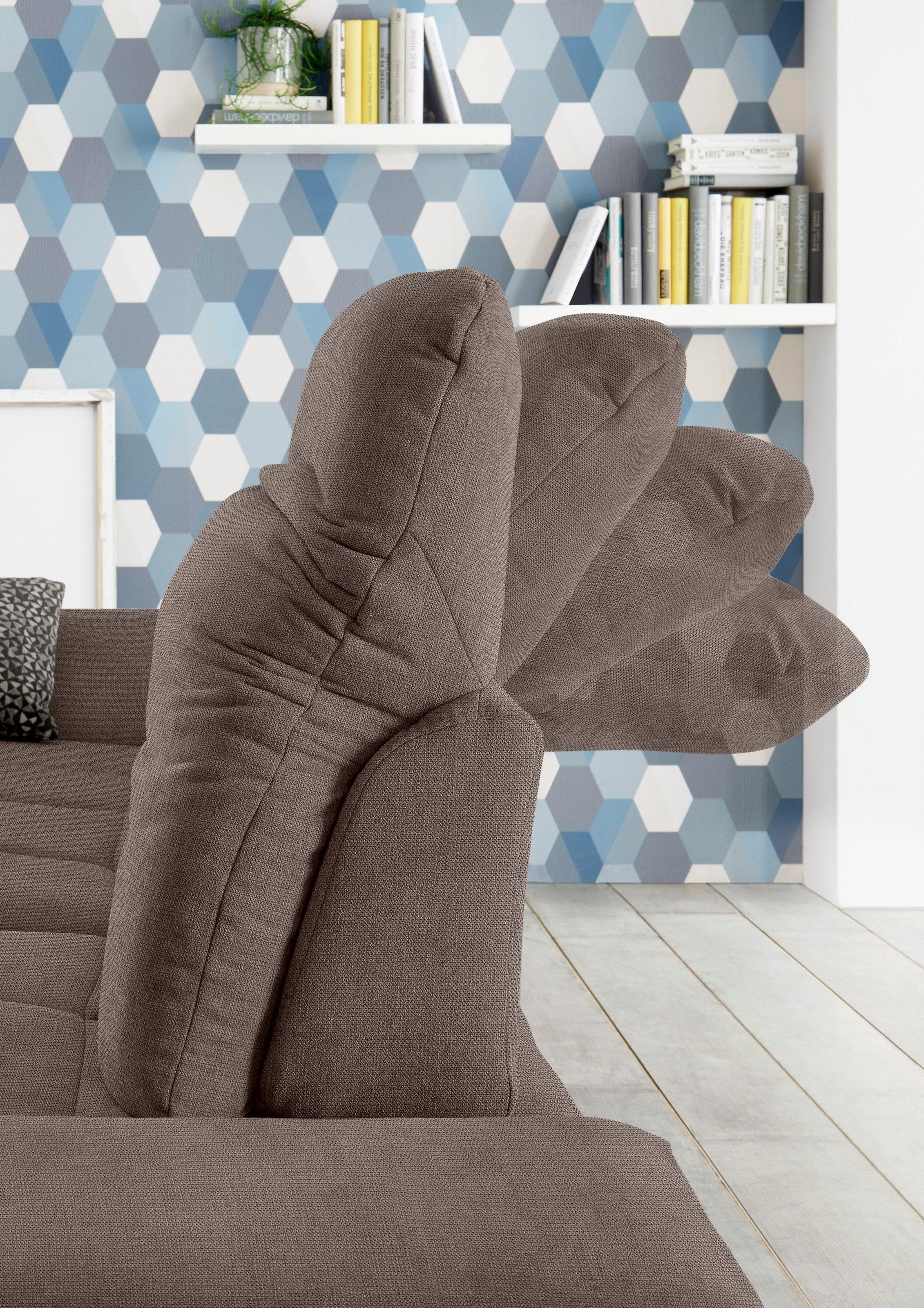 set one by Musterring Wohnlandschaft »SO 4100 komfortable Federkernunterfederung, inkl. Kopfteilverstellung« wahlweise Bettfunktion und Sitztiefenverstellung, U-Form